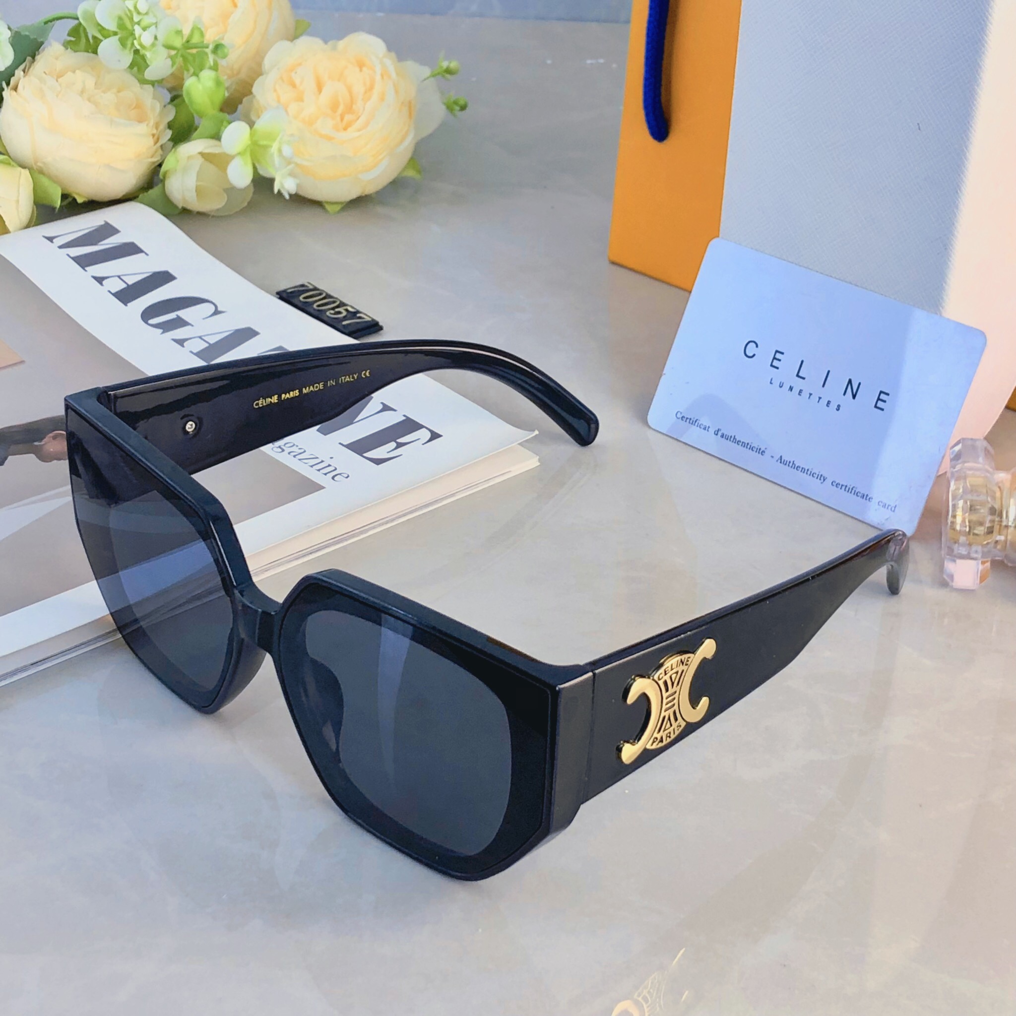 。。Celin*高级感凯旋门墨镜女款复古方框时髦太阳镜凹造型网红时尚遮阳