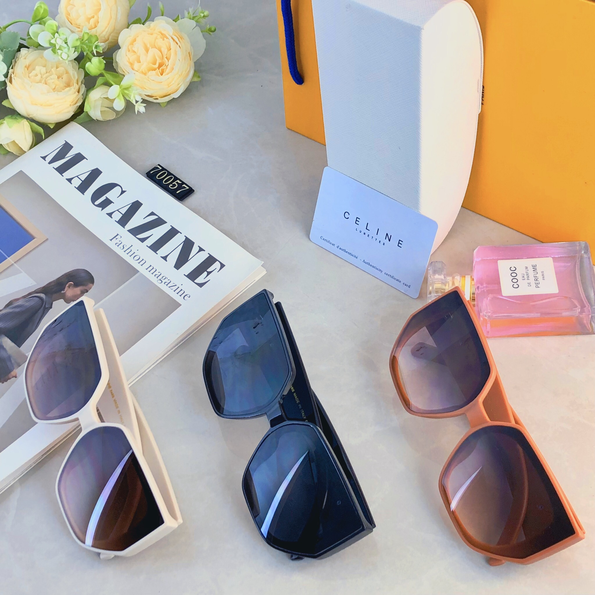 。。Celin*高级感凯旋门墨镜女款复古方框时髦太阳镜凹造型网红时尚遮阳