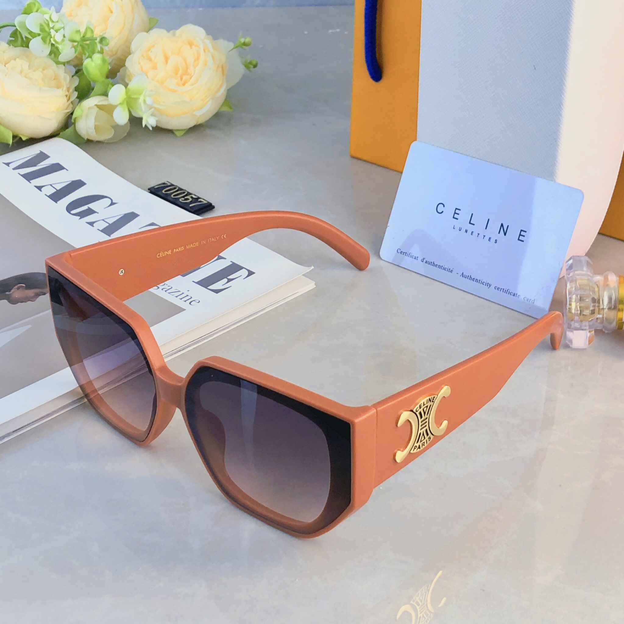 。。Celin*高级感凯旋门墨镜女款复古方框时髦太阳镜凹造型网红时尚遮阳