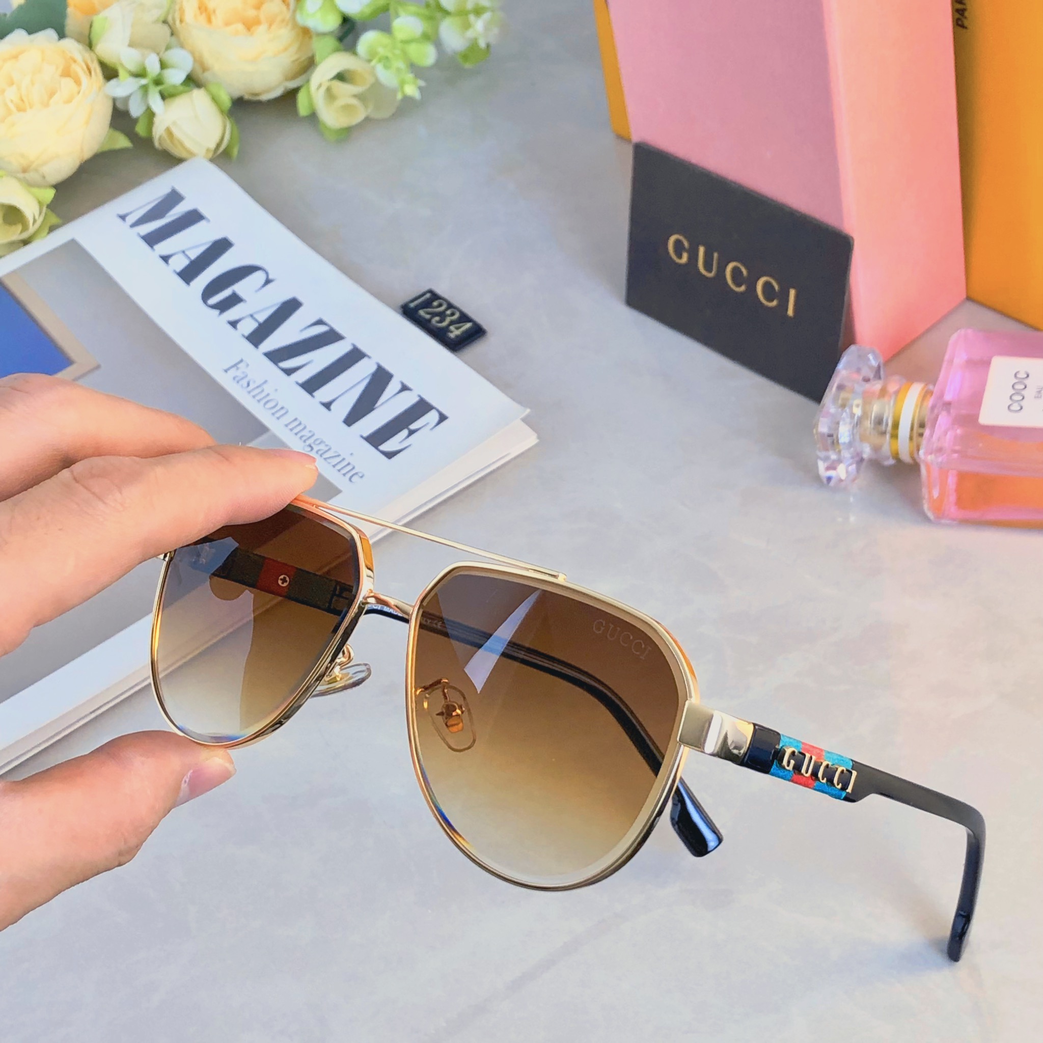 。。Gucc*男女同款太阳镜 时尚潮流休闲墨镜 旅游度假休闲眼镜