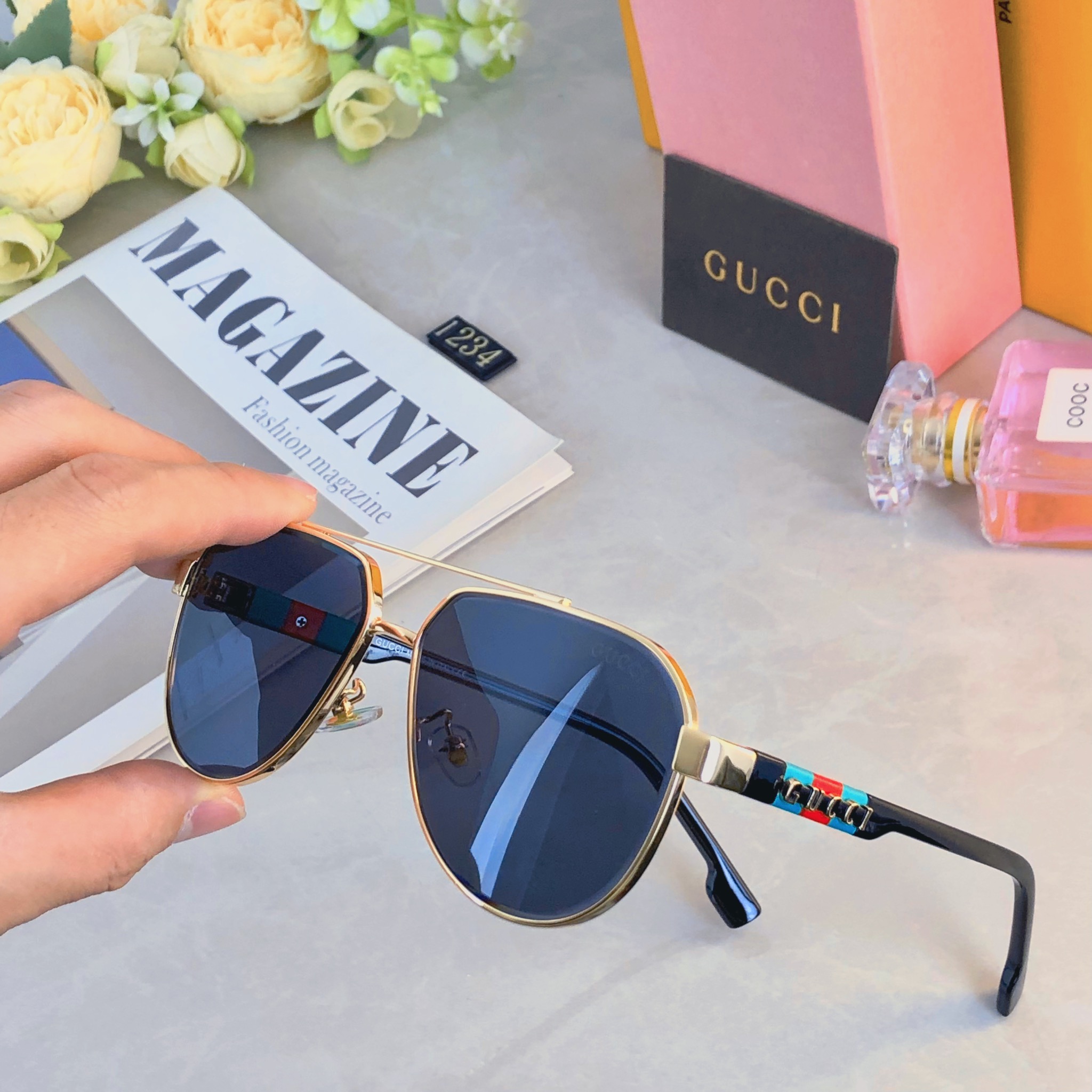 。。Gucc*男女同款太阳镜 时尚潮流休闲墨镜 旅游度假休闲眼镜