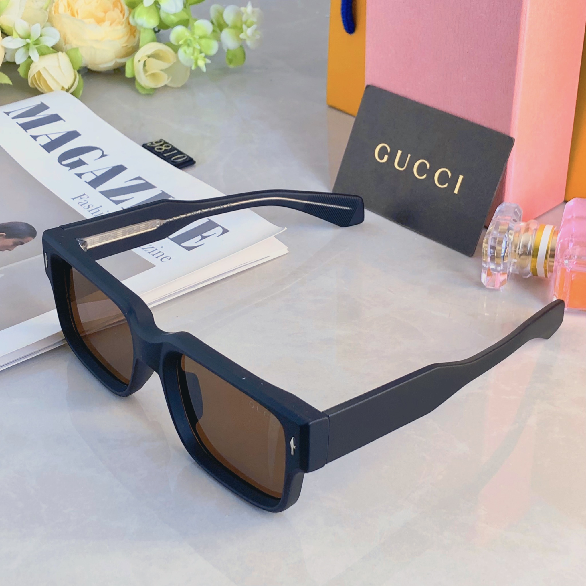 。。Gucc*爆款太阳镜米钉 欧美街拍ins网红模特方形墨镜女