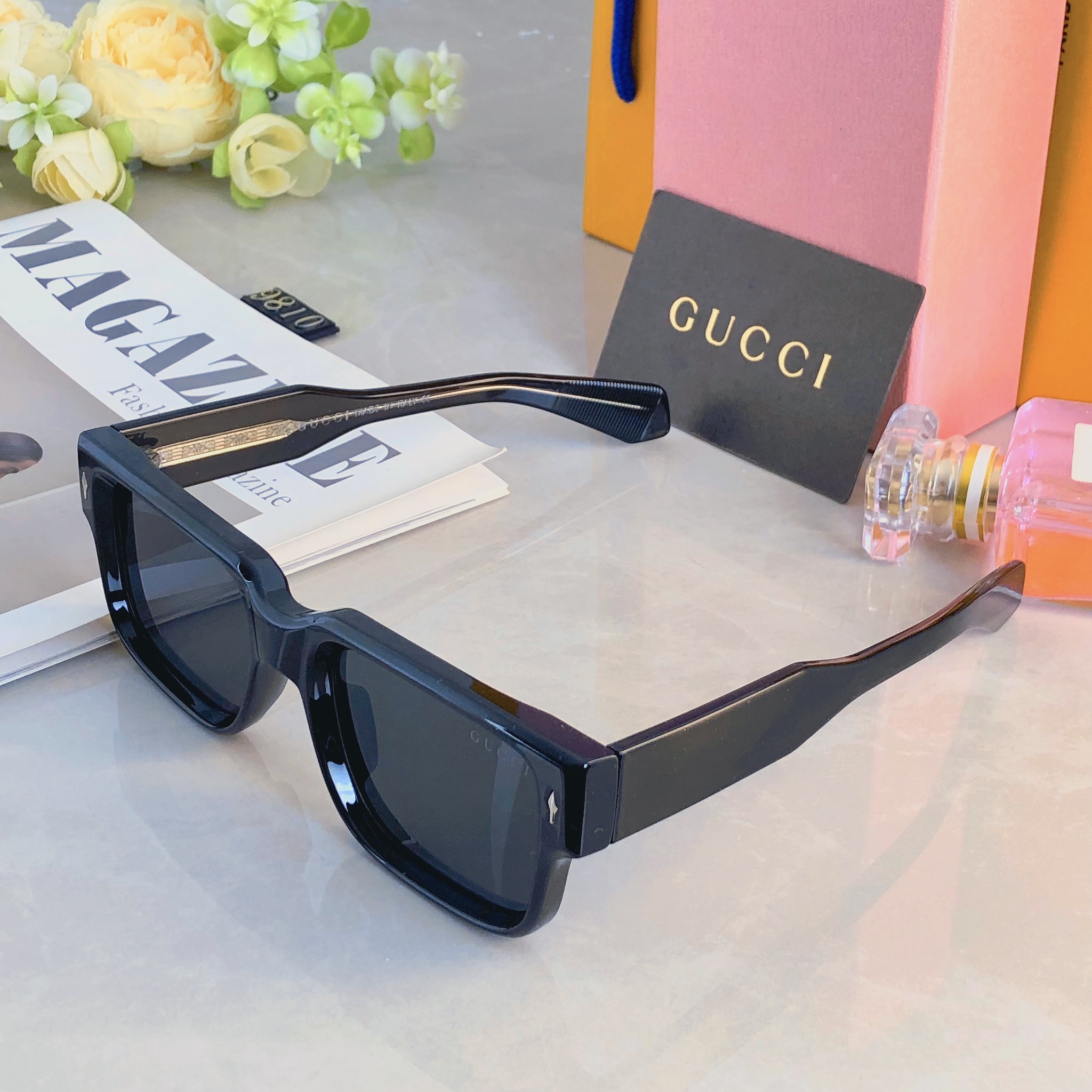 。。Gucc*爆款太阳镜米钉 欧美街拍ins网红模特方形墨镜女