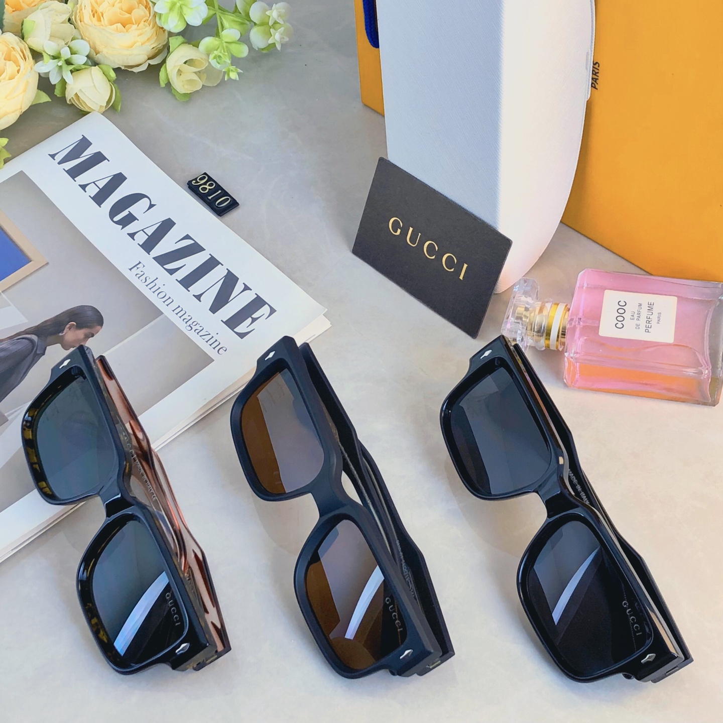 。。Gucc*爆款太阳镜米钉 欧美街拍ins网红模特方形墨镜女