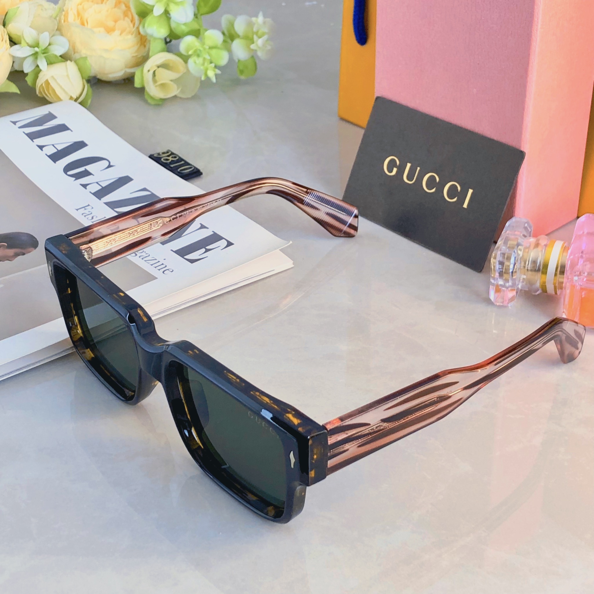 。。Gucc*爆款太阳镜米钉 欧美街拍ins网红模特方形墨镜女