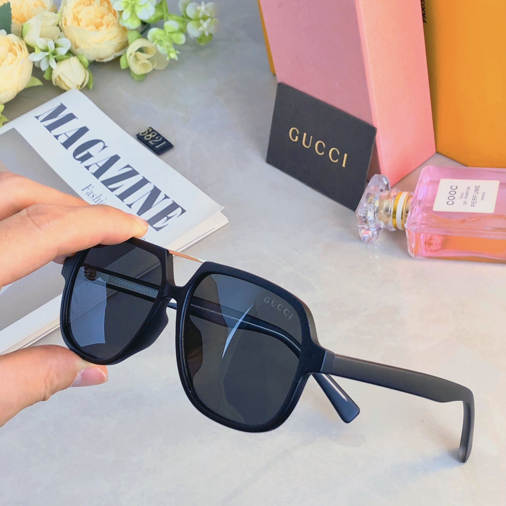 。。Gucc*新款复古蛤蟆镜玳瑁色太阳眼镜超轻高级感ins百搭男女款防紫外线