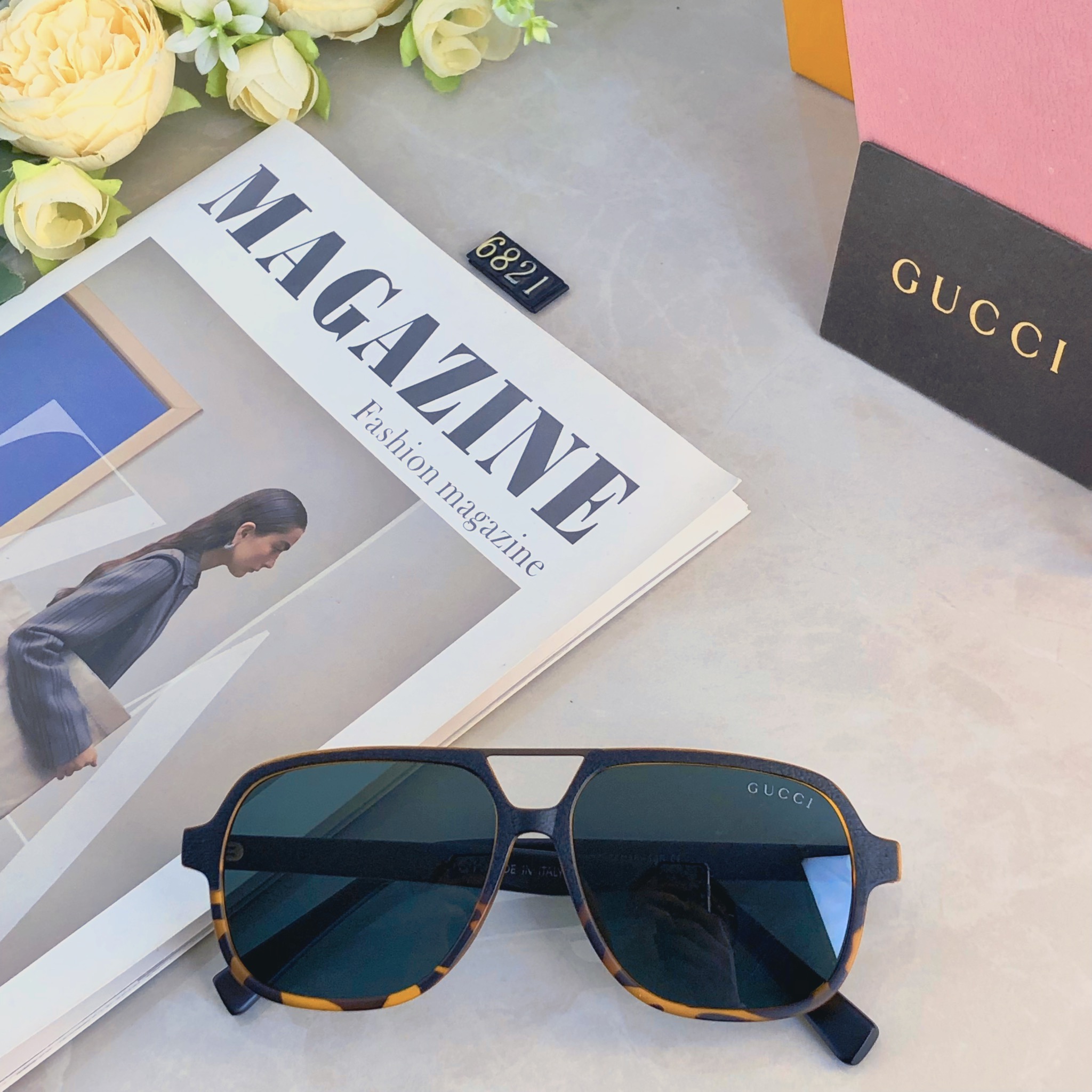 。。Gucc*新款复古蛤蟆镜玳瑁色太阳眼镜超轻高级感ins百搭男女款防紫外线