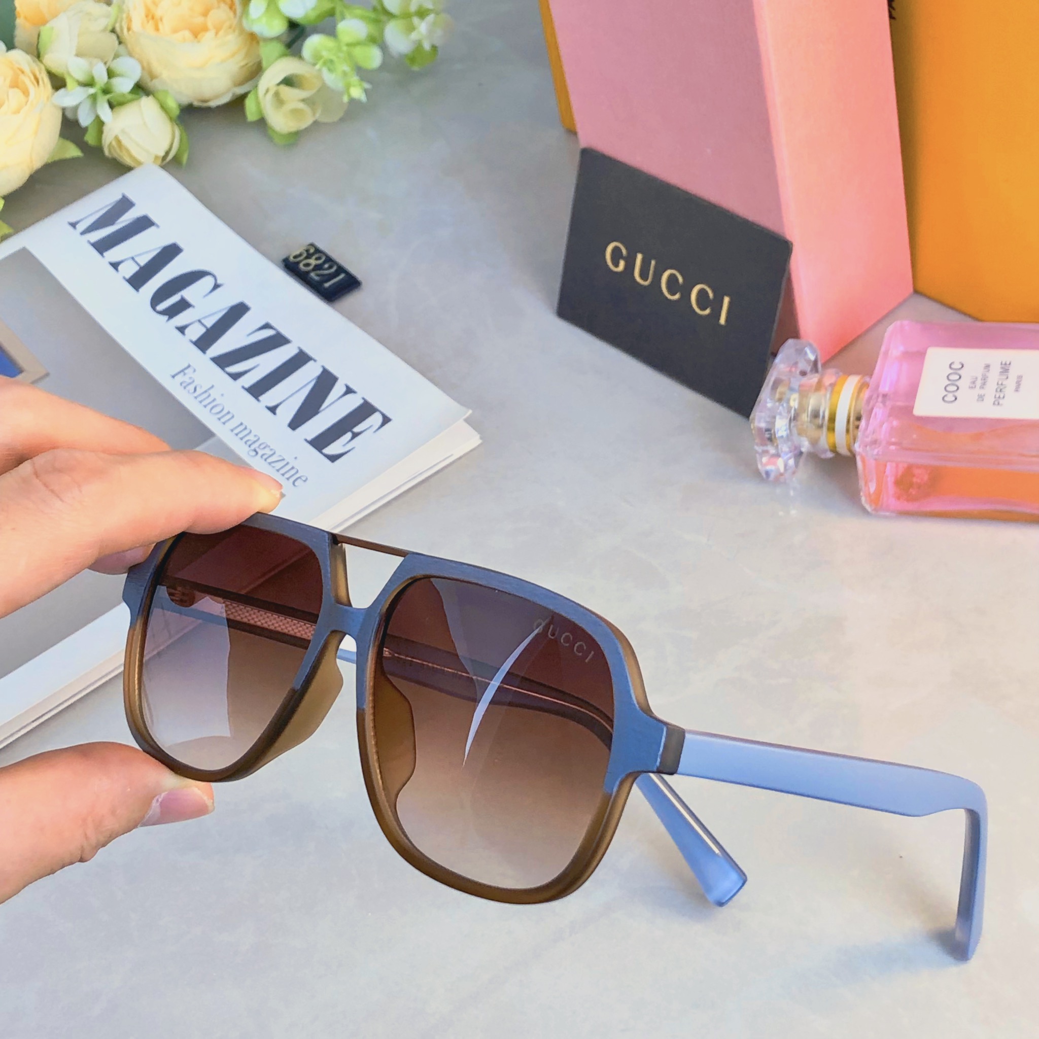 。。Gucc*新款复古蛤蟆镜玳瑁色太阳眼镜超轻高级感ins百搭男女款防紫外线