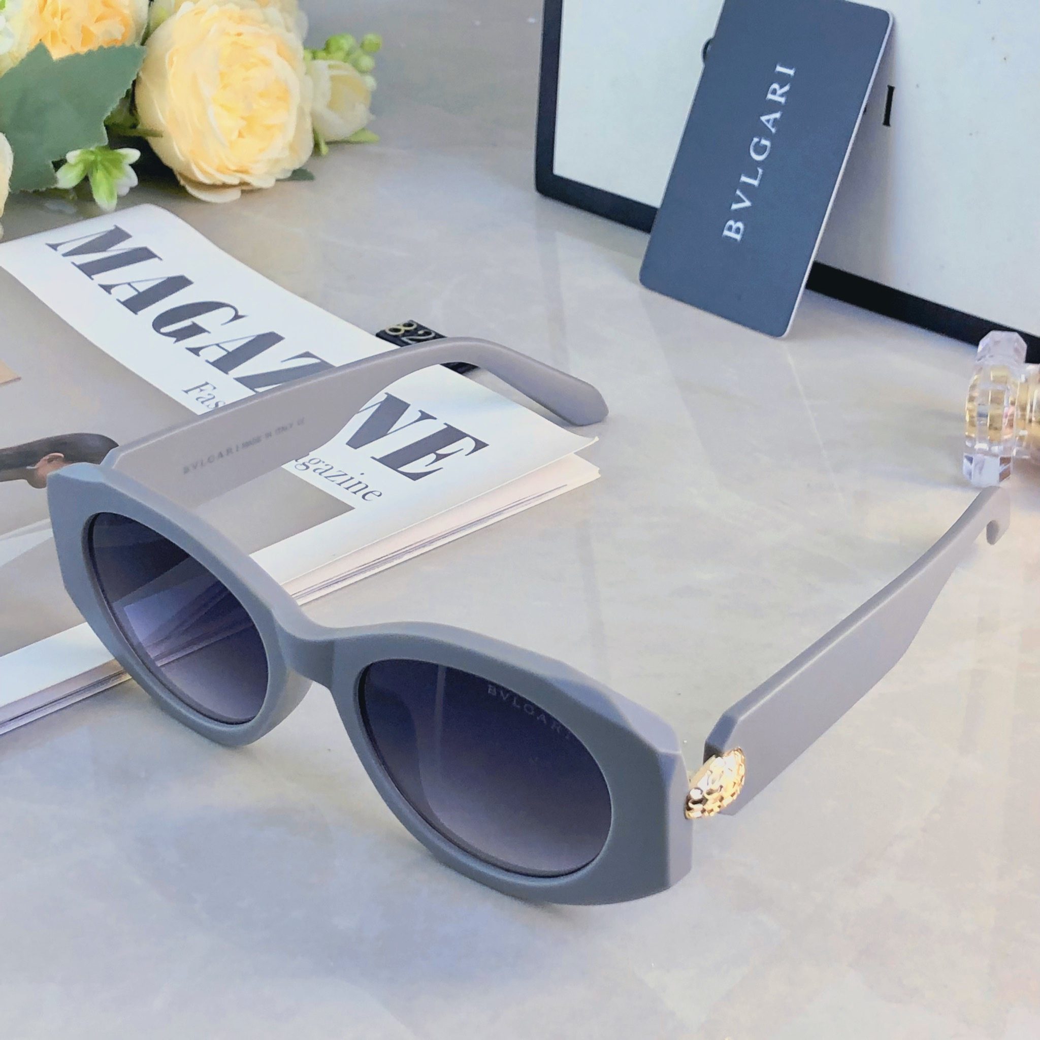 。。BVLGAR*2026新款高级感椭圆太阳镜女时尚欧美个性墨镜