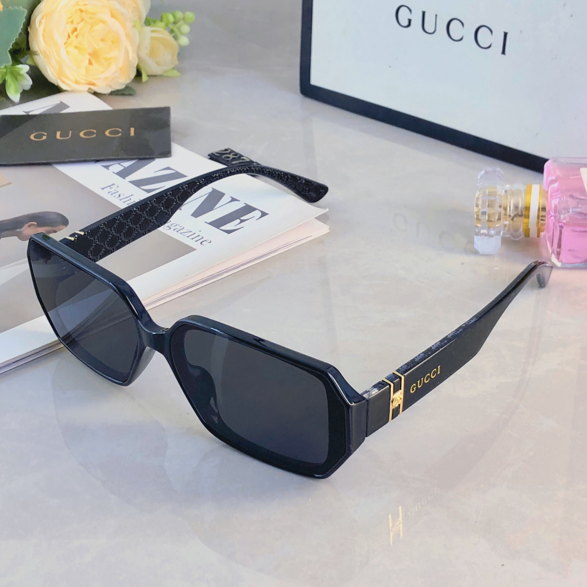 。。Gucc*超酷方形复古太阳眼镜女高级感显脸小度假街拍防紫外线墨镜