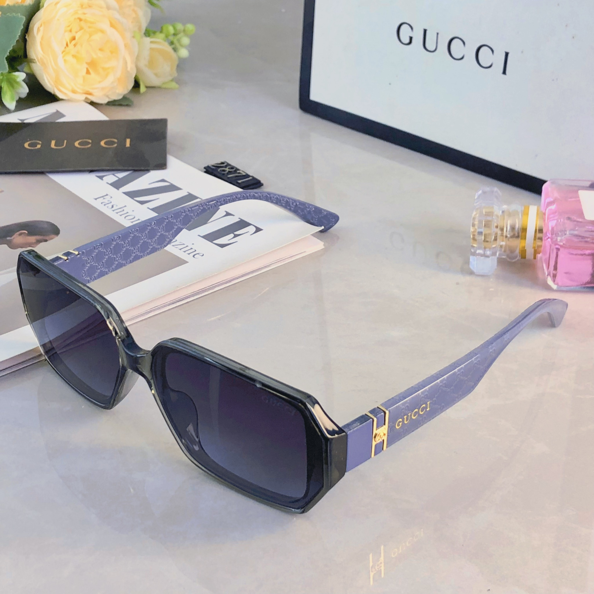 。。Gucc*超酷方形复古太阳眼镜女高级感显脸小度假街拍防紫外线墨镜