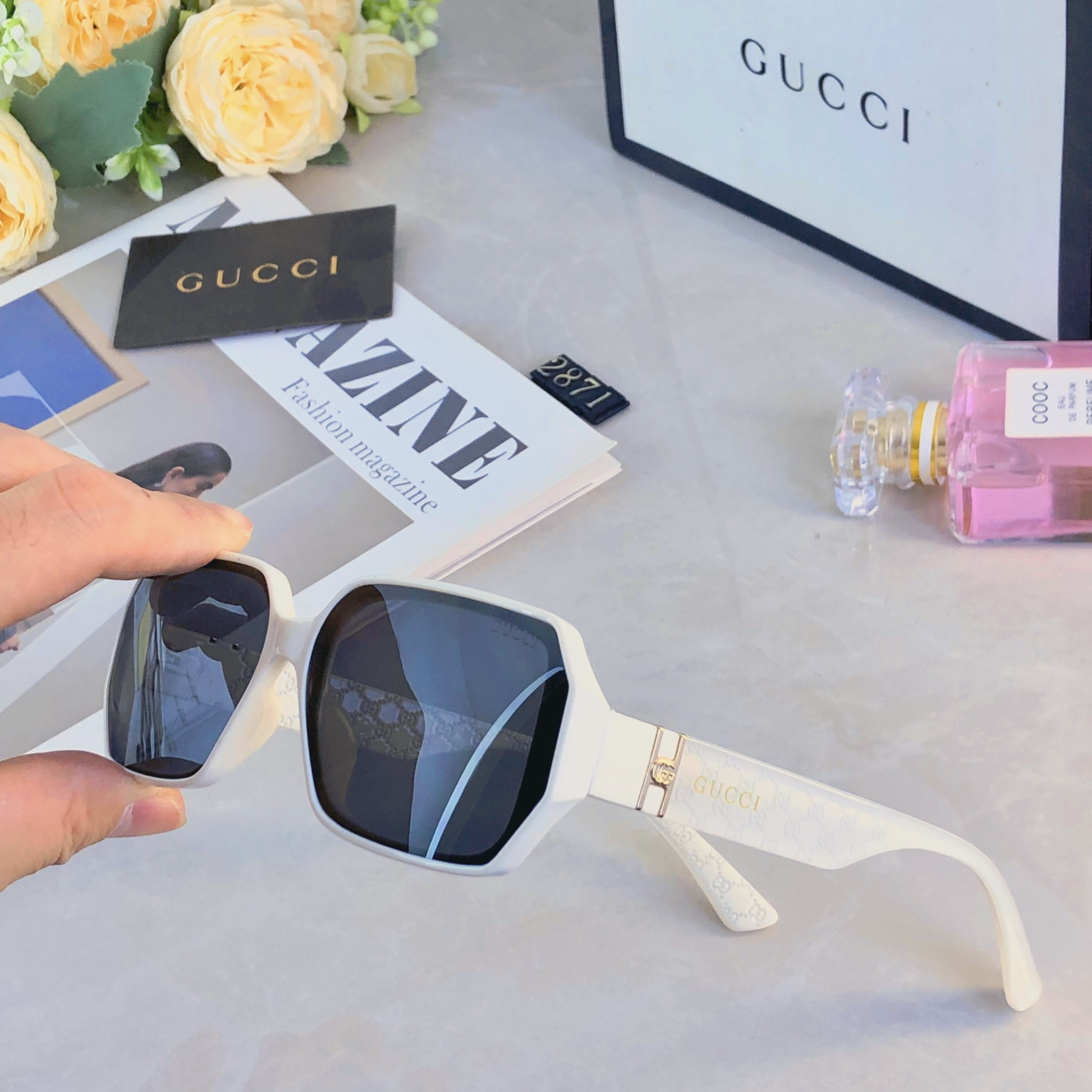 。。Gucc*超酷方形复古太阳眼镜女高级感显脸小度假街拍防紫外线墨镜