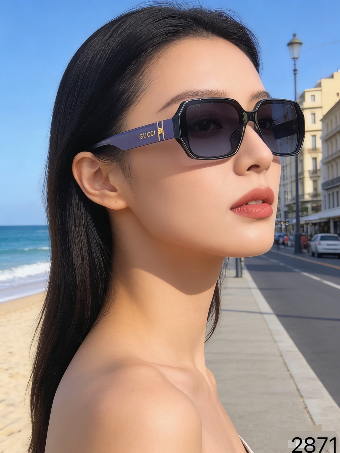 。。Gucc*超酷方形复古太阳眼镜女高级感显脸小度假街拍防紫外线墨镜