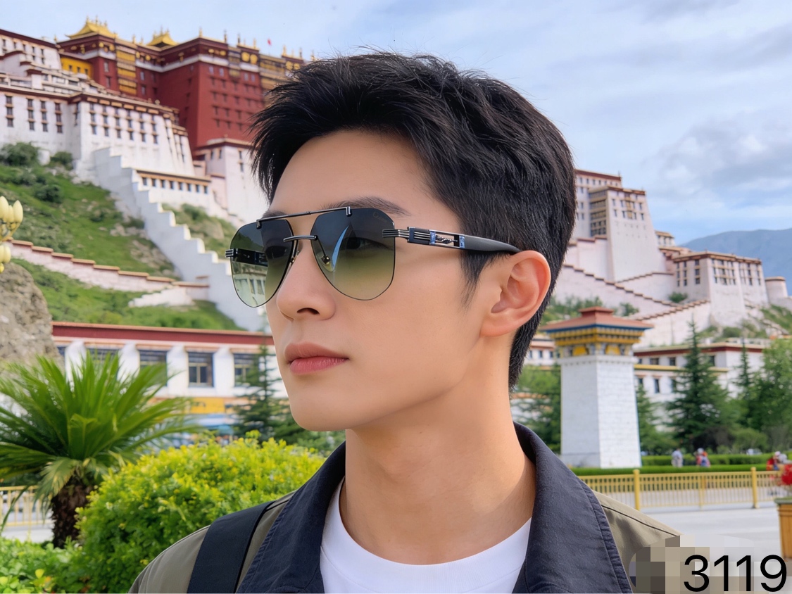 。。Cartie*新款潮流复古金属双梁太阳眼镜 ins个性无框户外开车休闲防晒墨镜