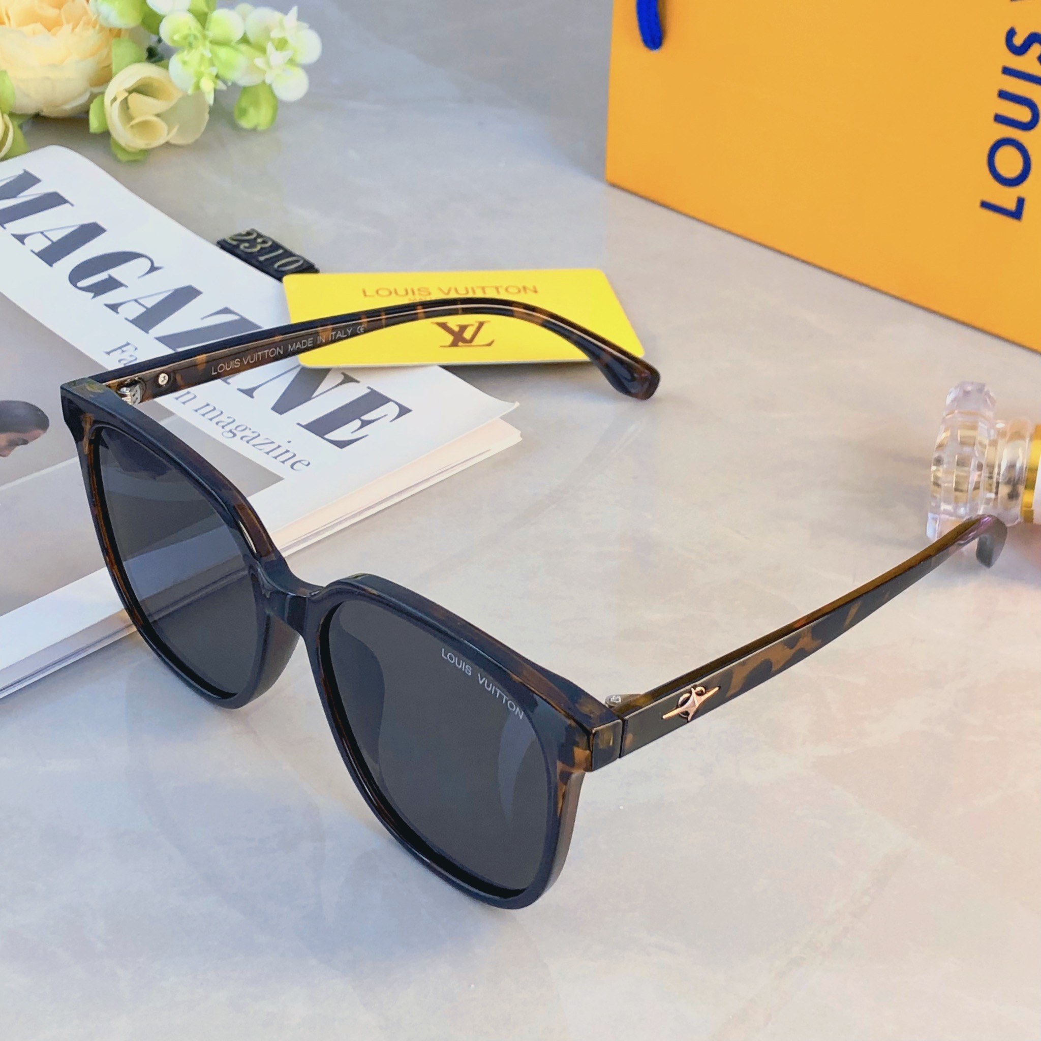。。Louis vuitto*韩版复古黑色偏光墨镜女防晒高级感ins方框欧美辣妹街拍太阳眼镜