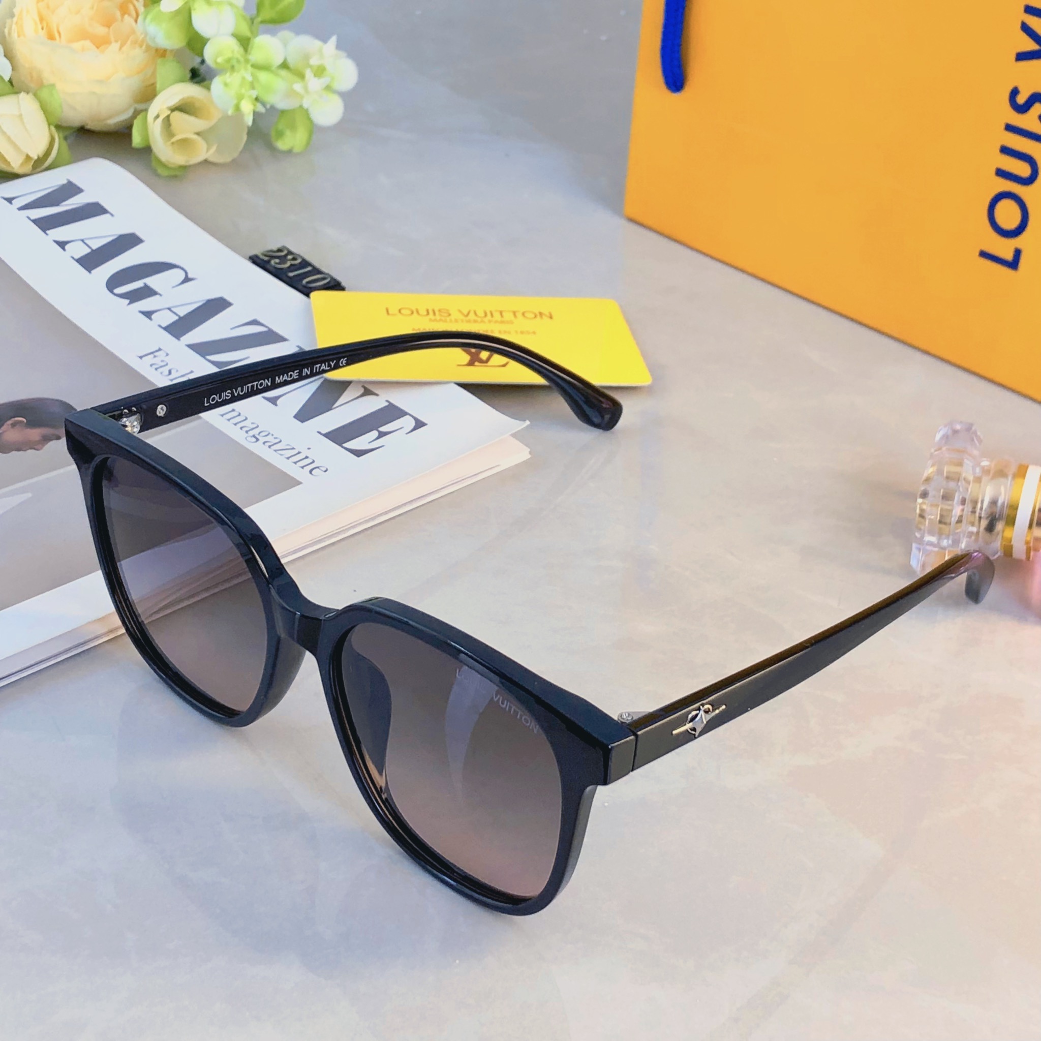 。。Louis vuitto*韩版复古黑色偏光墨镜女防晒高级感ins方框欧美辣妹街拍太阳眼镜