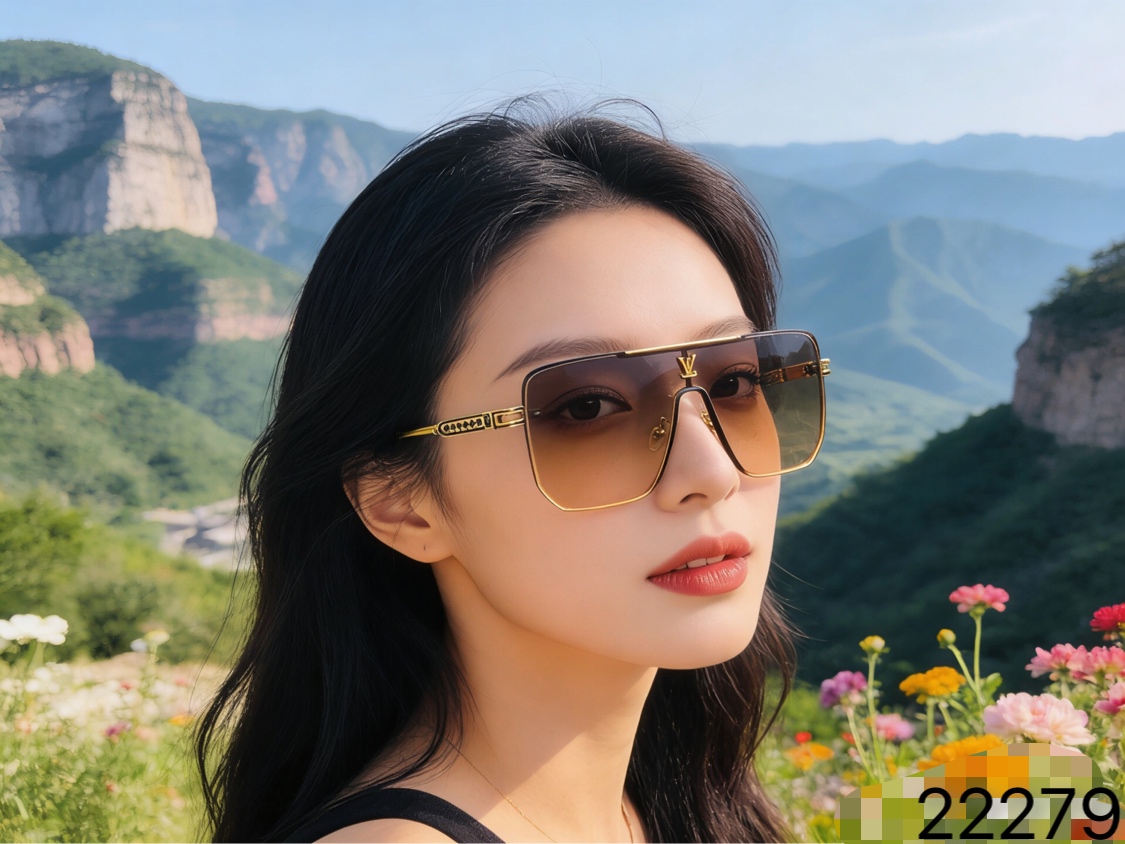 。。Louis vuitto*新款欧美一体片方框太阳镜 时尚无框墨镜 百搭遮阳