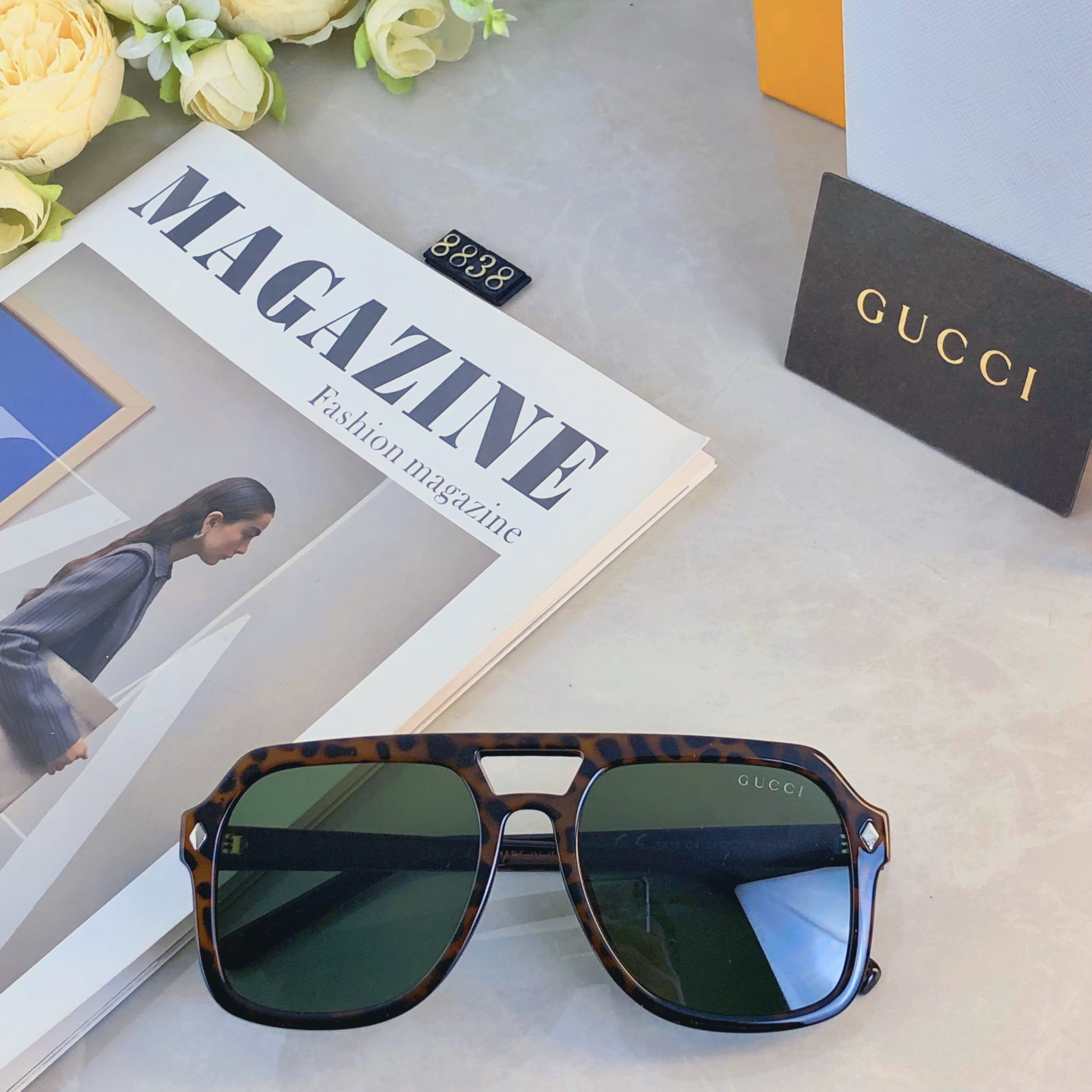 。。Gucc*2026新款双梁豹纹太阳眼镜欧美ins风街拍墨镜防紫外线
