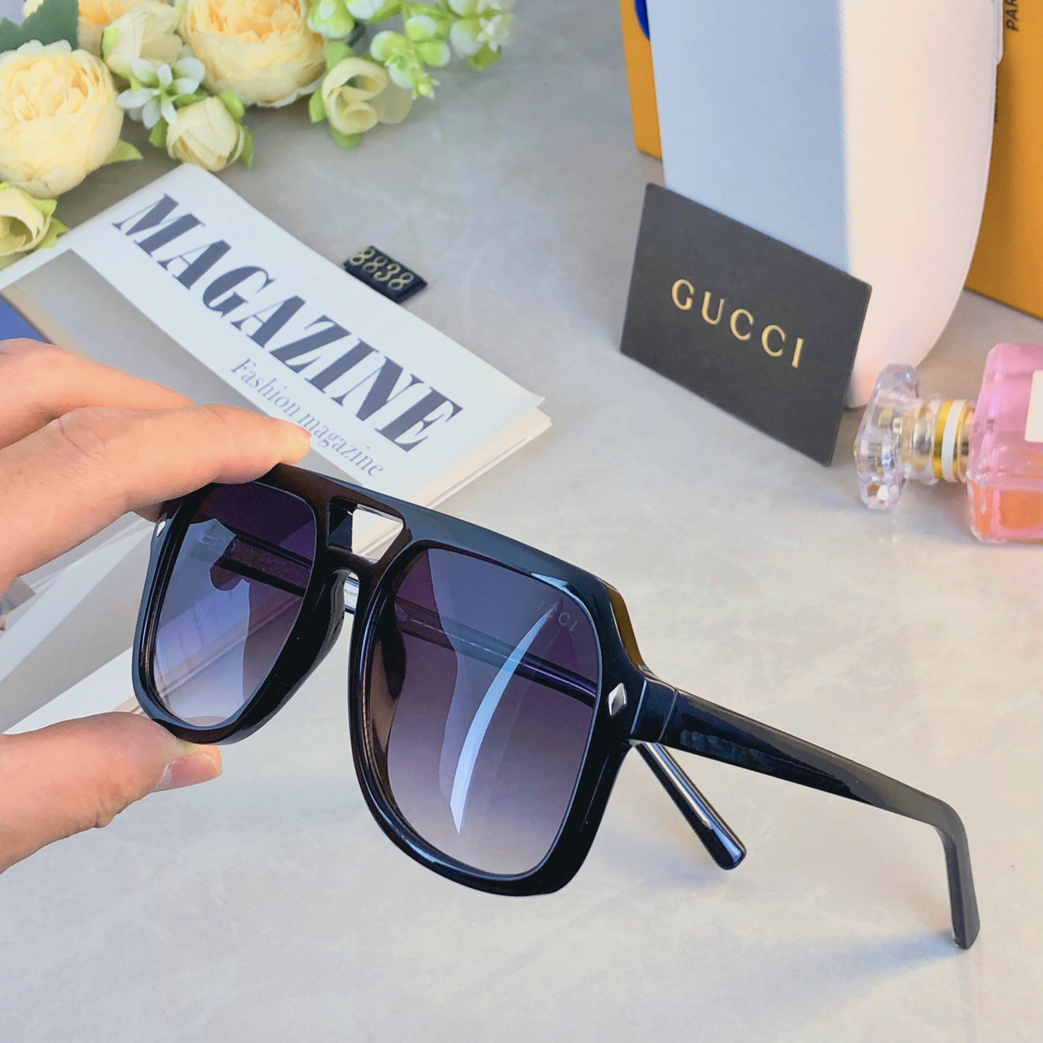 。。Gucc*2026新款双梁豹纹太阳眼镜欧美ins风街拍墨镜防紫外线