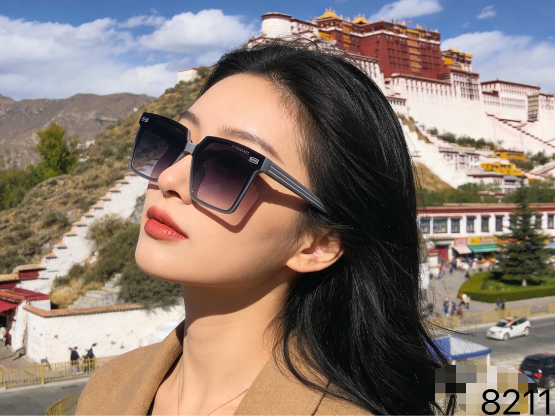 。。Balenciag*韩版连体镜片黑超墨镜街拍防紫外线太阳镜女士方形时尚眼镜