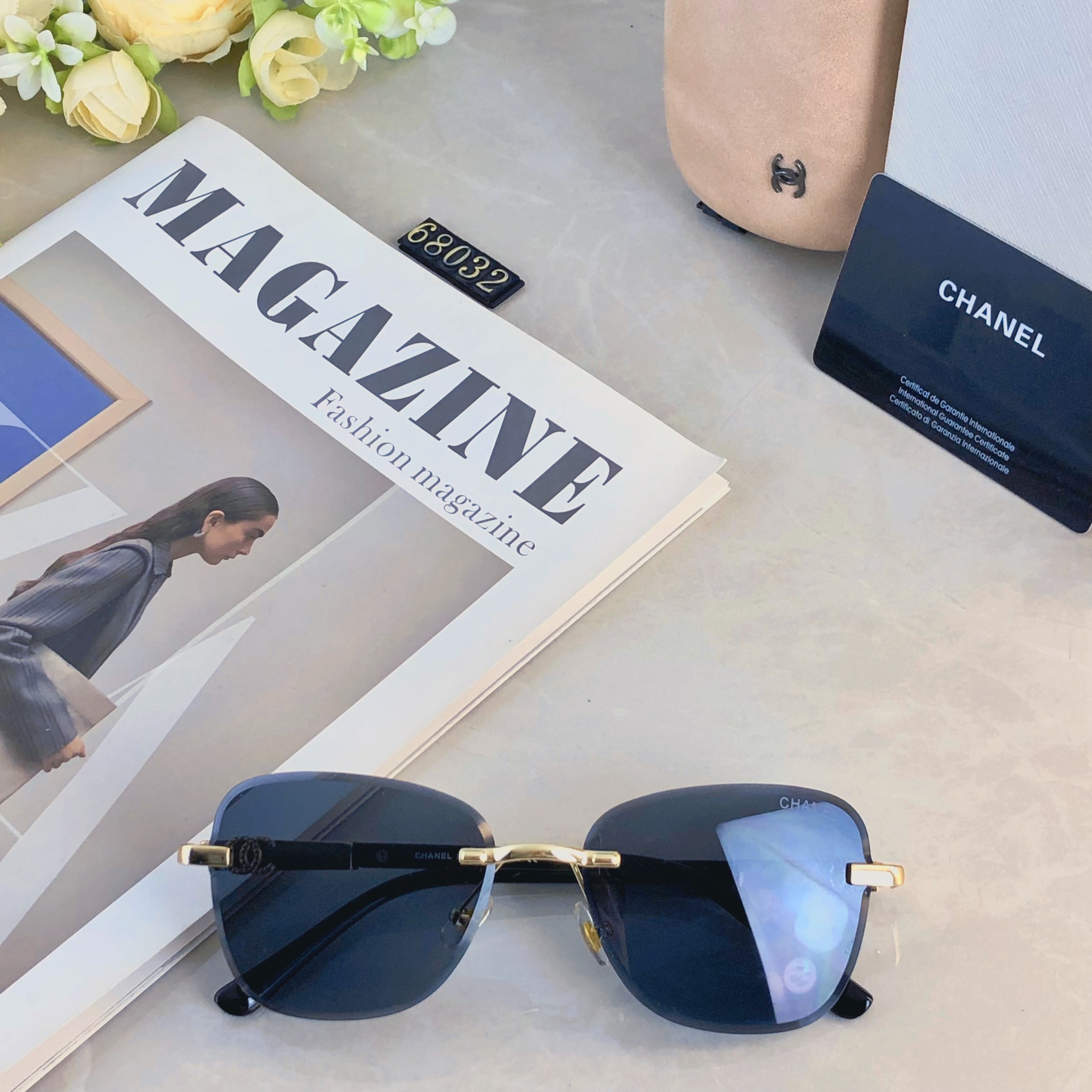 。。Chane*2026新款复古无框墨镜女街拍时髦简约太阳眼镜