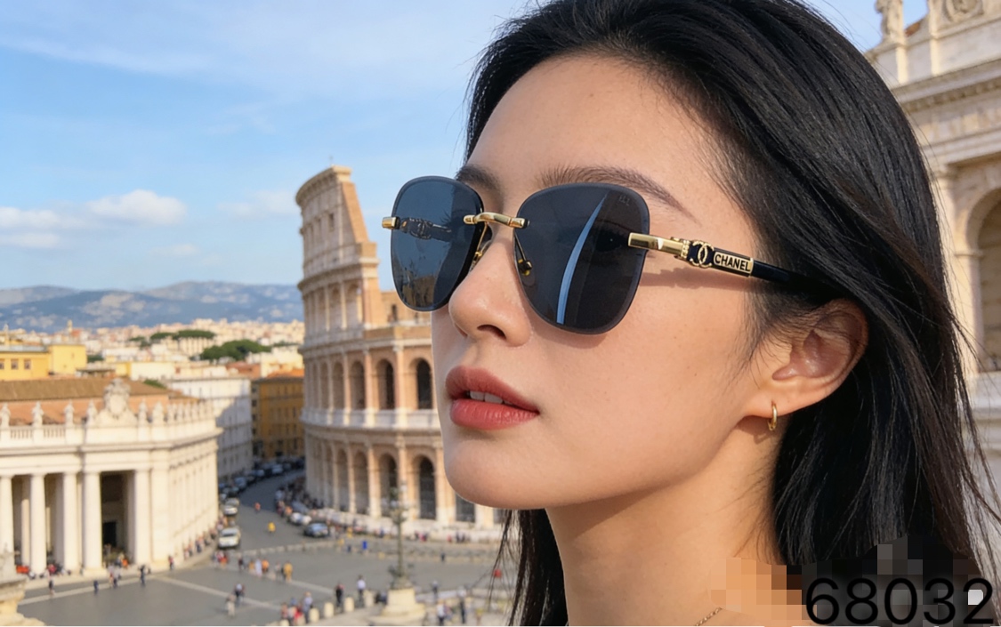 。。Chane*2026新款复古无框墨镜女街拍时髦简约太阳眼镜