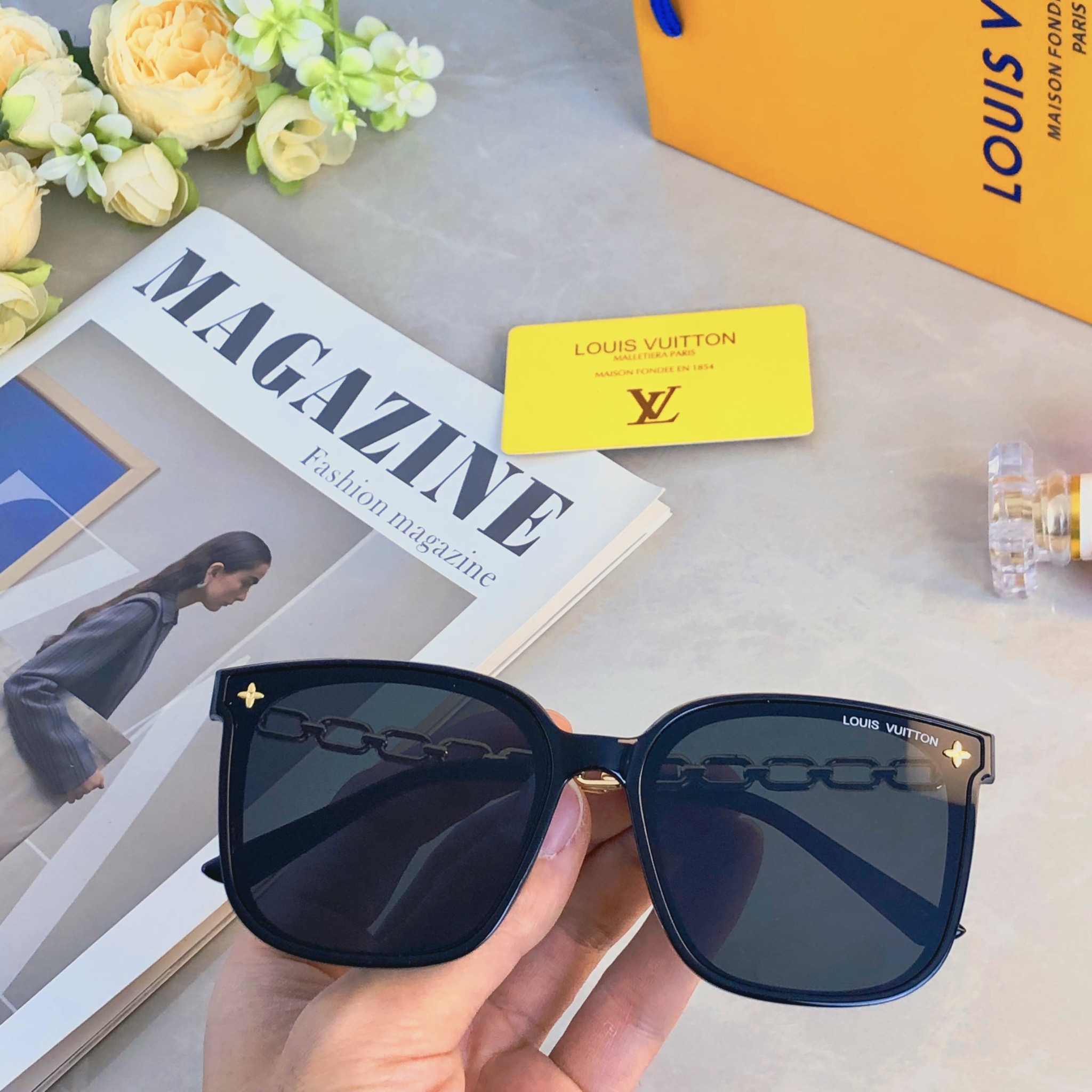 。。Louis vuitto*新款墨镜女高级感ins网红款防晒太阳镜大框圆脸显瘦眼镜潮流