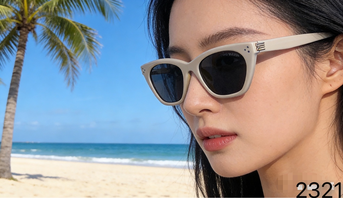 。。Louis vuitto*美式猫眼小框墨镜女2026新款高级感防紫外线窄框太阳眼镜