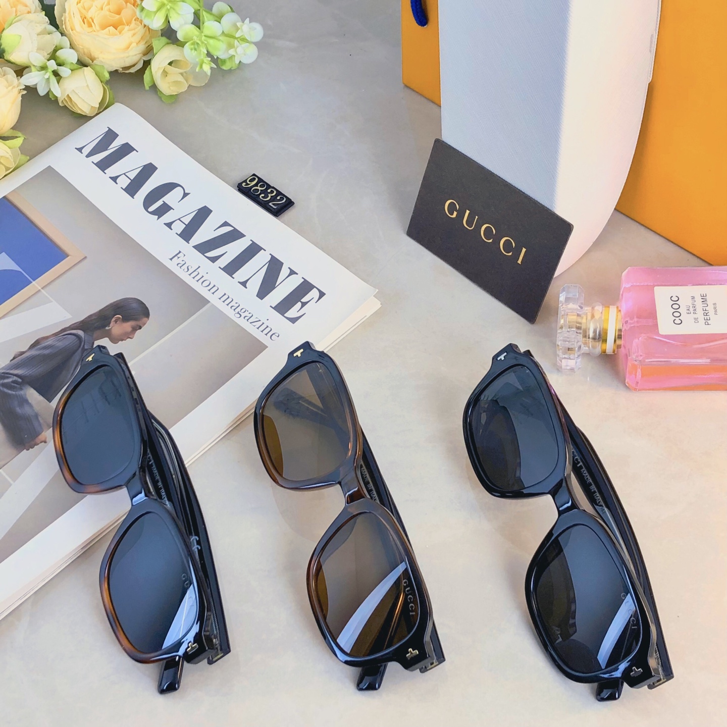 。。Gucc*新款时尚米钉休闲防晒太阳眼镜 ins欧美简约复古潮流网红遮阳墨镜