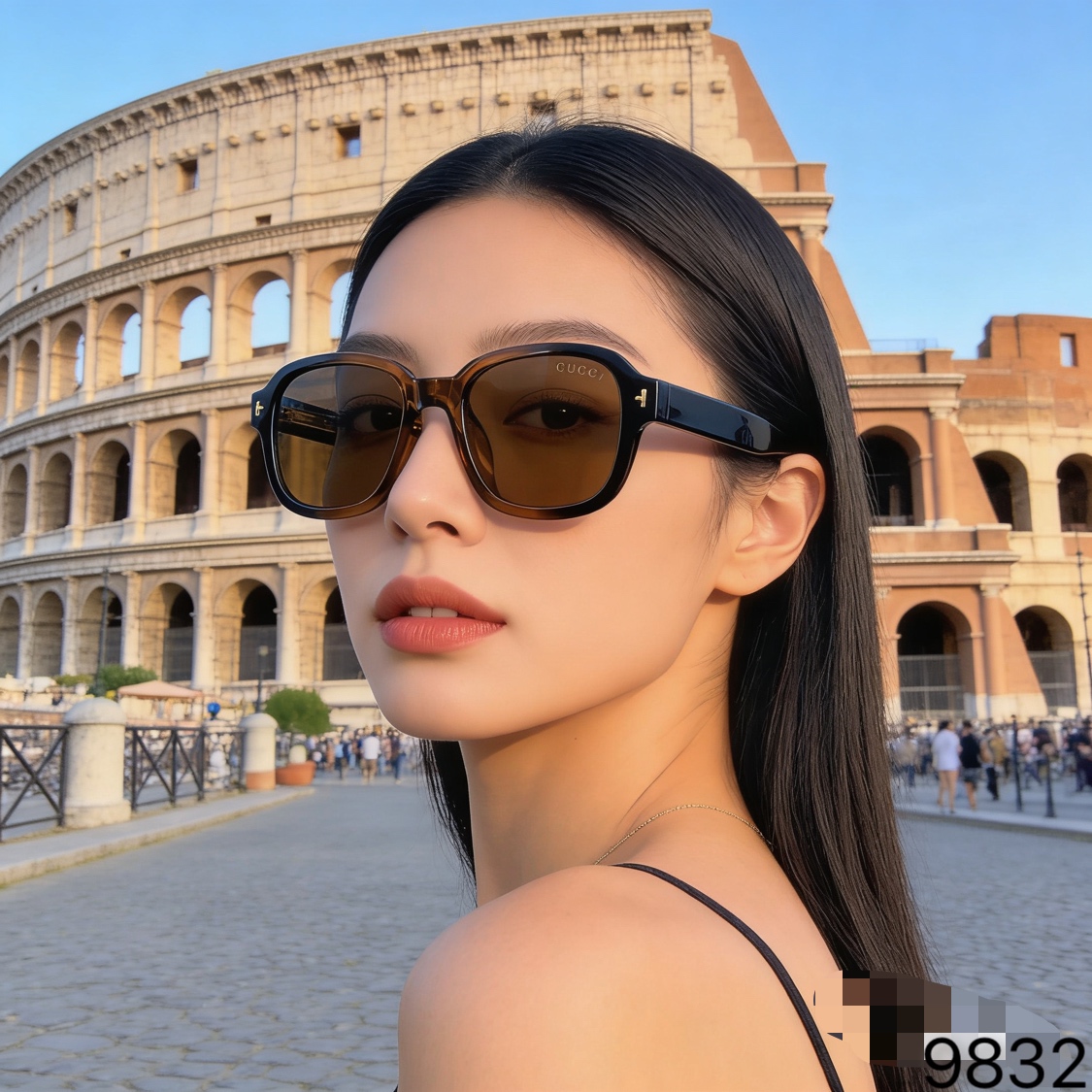 。。Gucc*新款时尚米钉休闲防晒太阳眼镜 ins欧美简约复古潮流网红遮阳墨镜