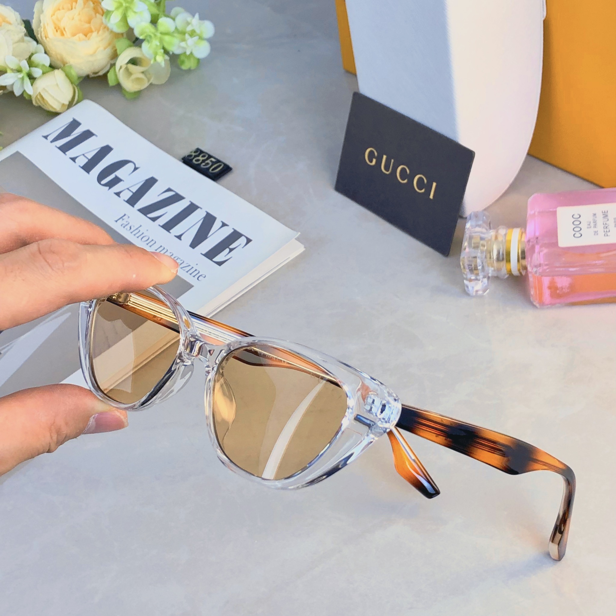 。。Gucc*韩版个性时髦三角形猫眼太阳眼镜男女潮人明星jennie同款嘻哈墨镜