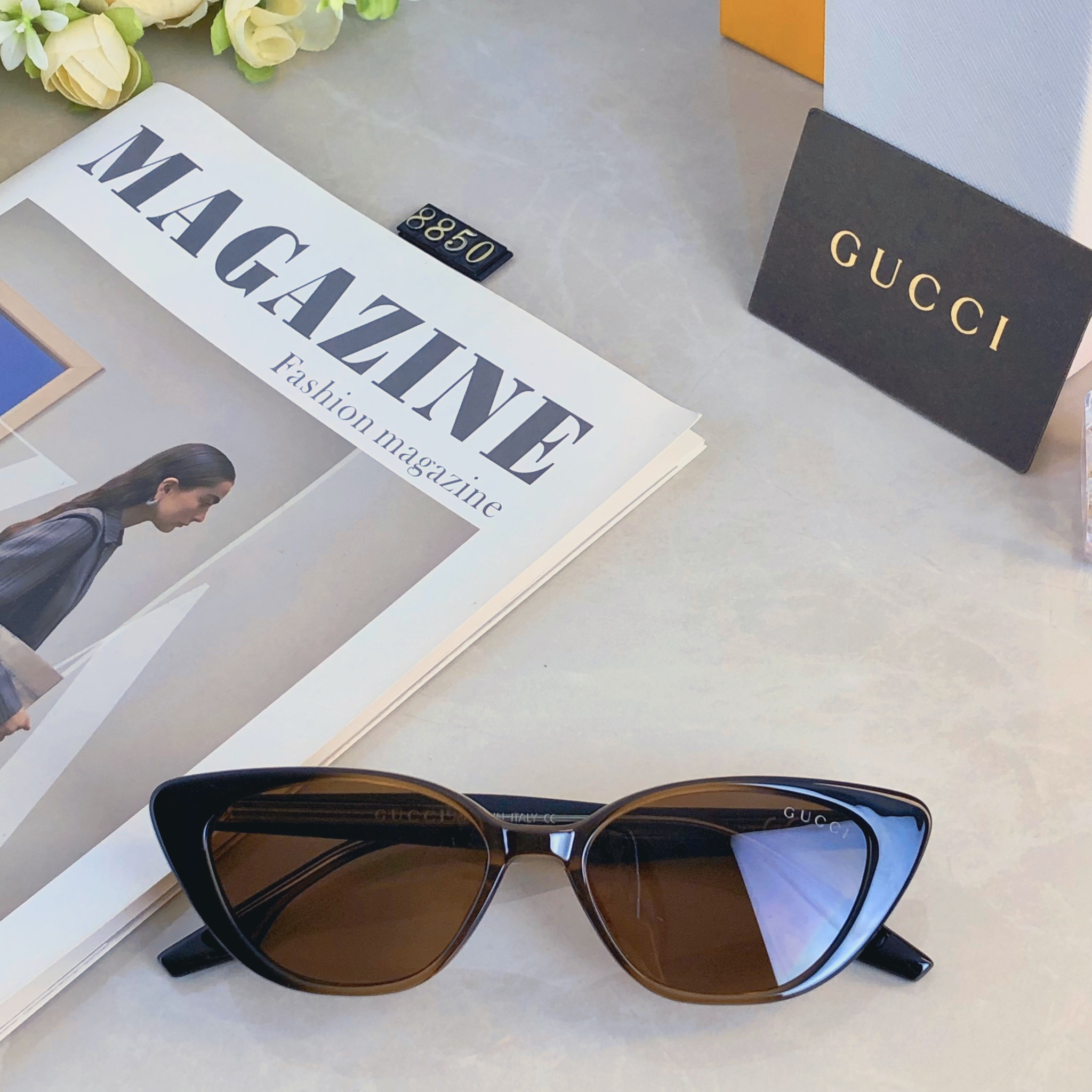 。。Gucc*韩版个性时髦三角形猫眼太阳眼镜男女潮人明星jennie同款嘻哈墨镜