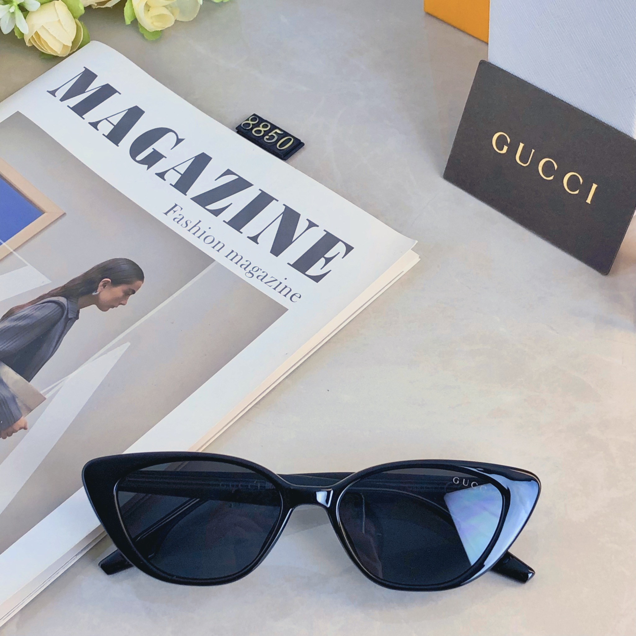 。。Gucc*韩版个性时髦三角形猫眼太阳眼镜男女潮人明星jennie同款嘻哈墨镜