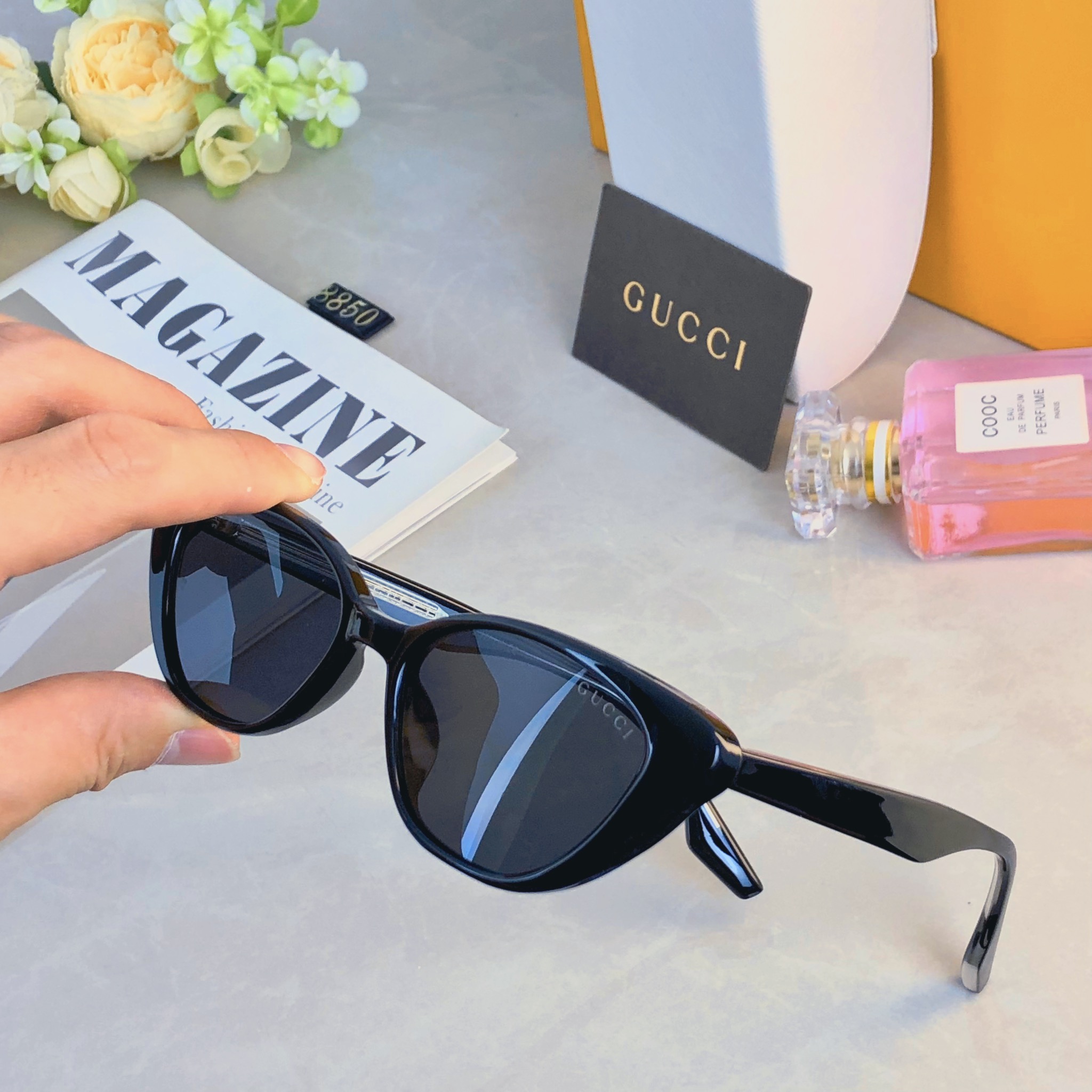 。。Gucc*韩版个性时髦三角形猫眼太阳眼镜男女潮人明星jennie同款嘻哈墨镜