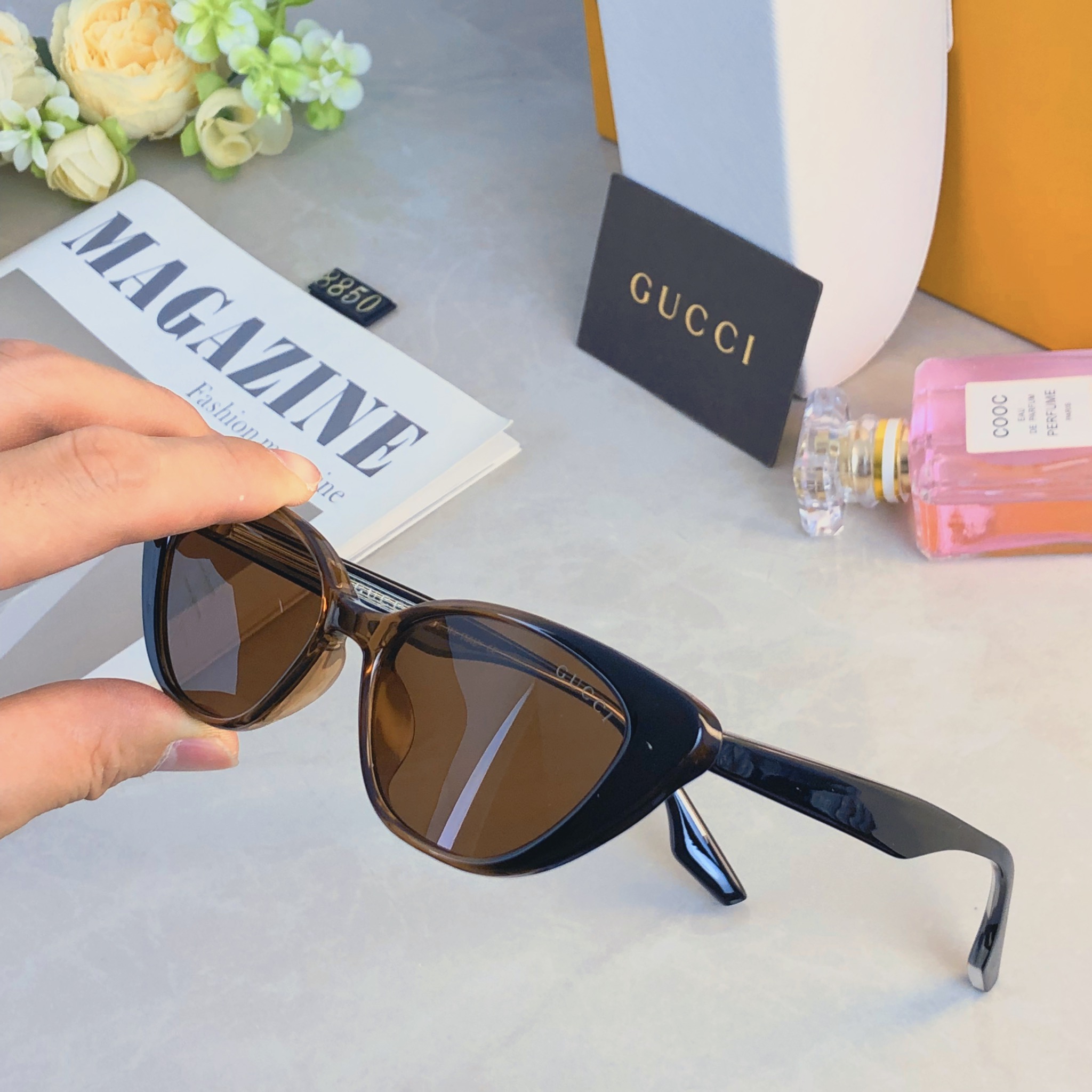 。。Gucc*韩版个性时髦三角形猫眼太阳眼镜男女潮人明星jennie同款嘻哈墨镜