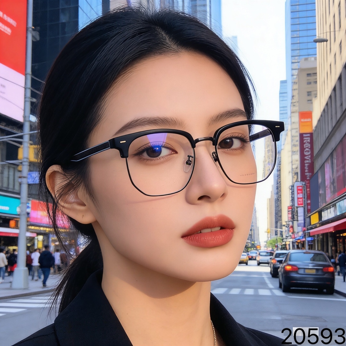 。。Gucc*时尚简约半框斯文眉线框眼镜女男款近视可配度数防蓝光护眼眼镜架