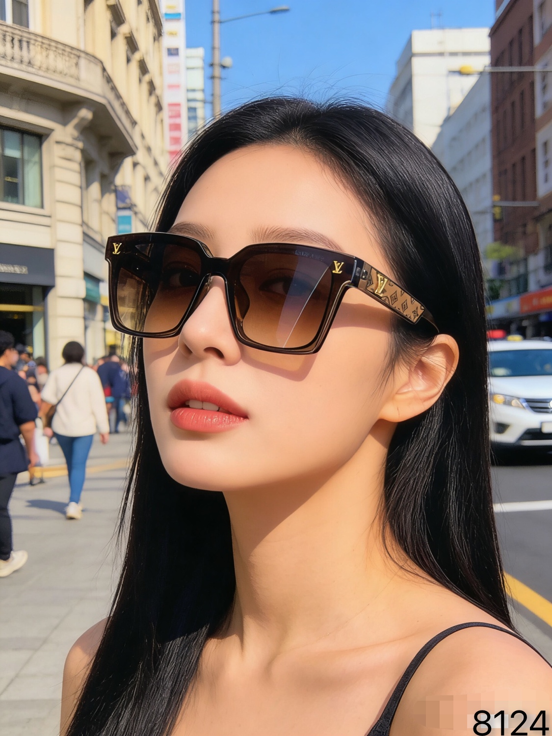 。。Louis vuitto*太阳镜欧美街拍ins网红模特方形墨镜