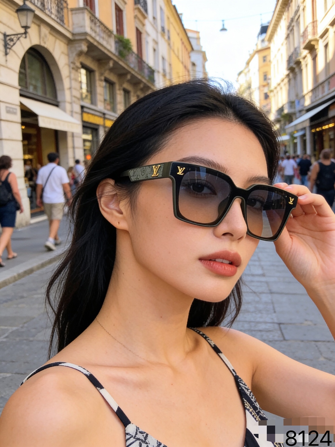 。。Louis vuitto*太阳镜欧美街拍ins网红模特方形墨镜