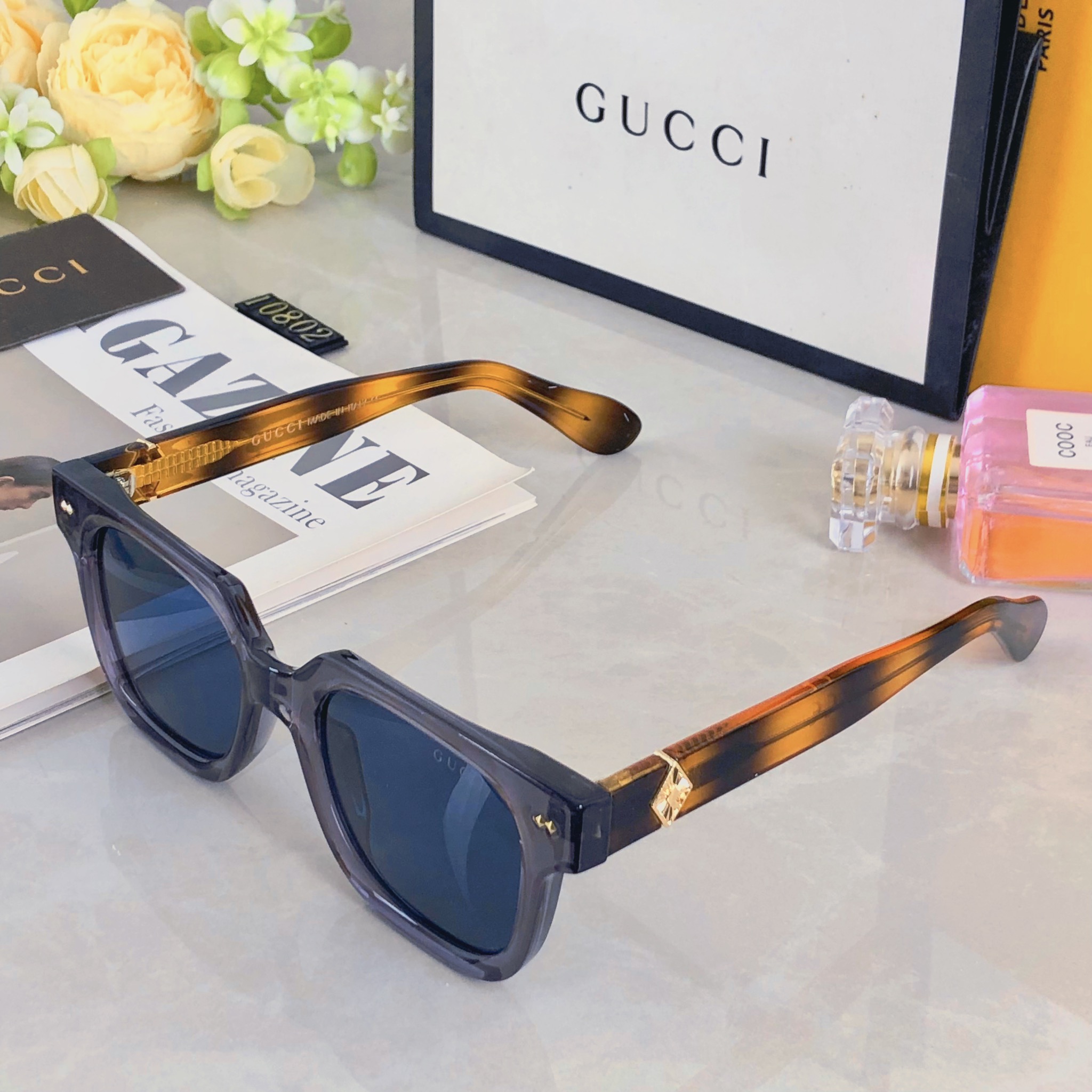 。。Gucc*爆款太阳镜米钉 欧美街拍ins网红模特方形墨镜