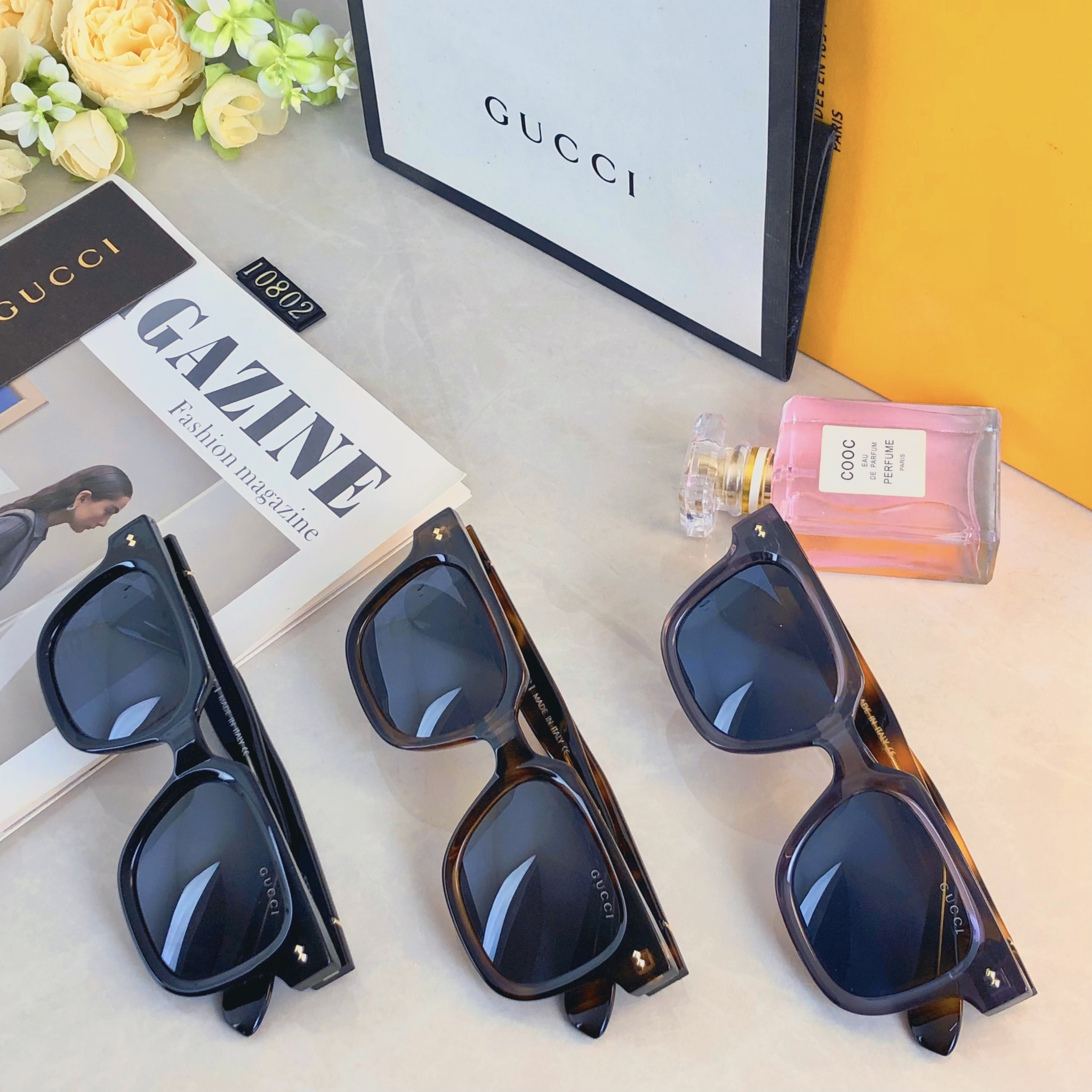 。。Gucc*爆款太阳镜米钉 欧美街拍ins网红模特方形墨镜