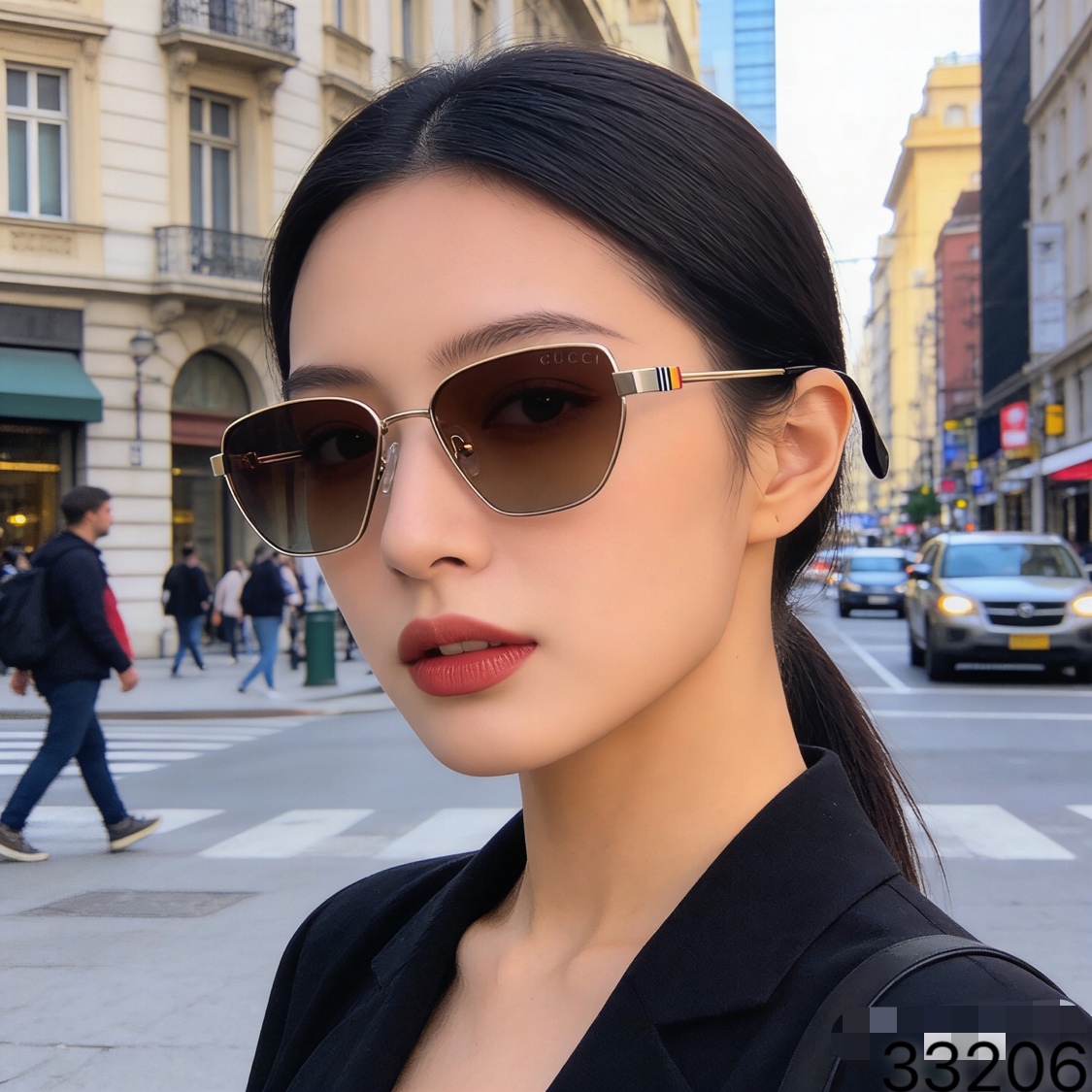。。Gucc*渐变方形时尚ins墨镜女高级感新款防紫外线太阳墨镜