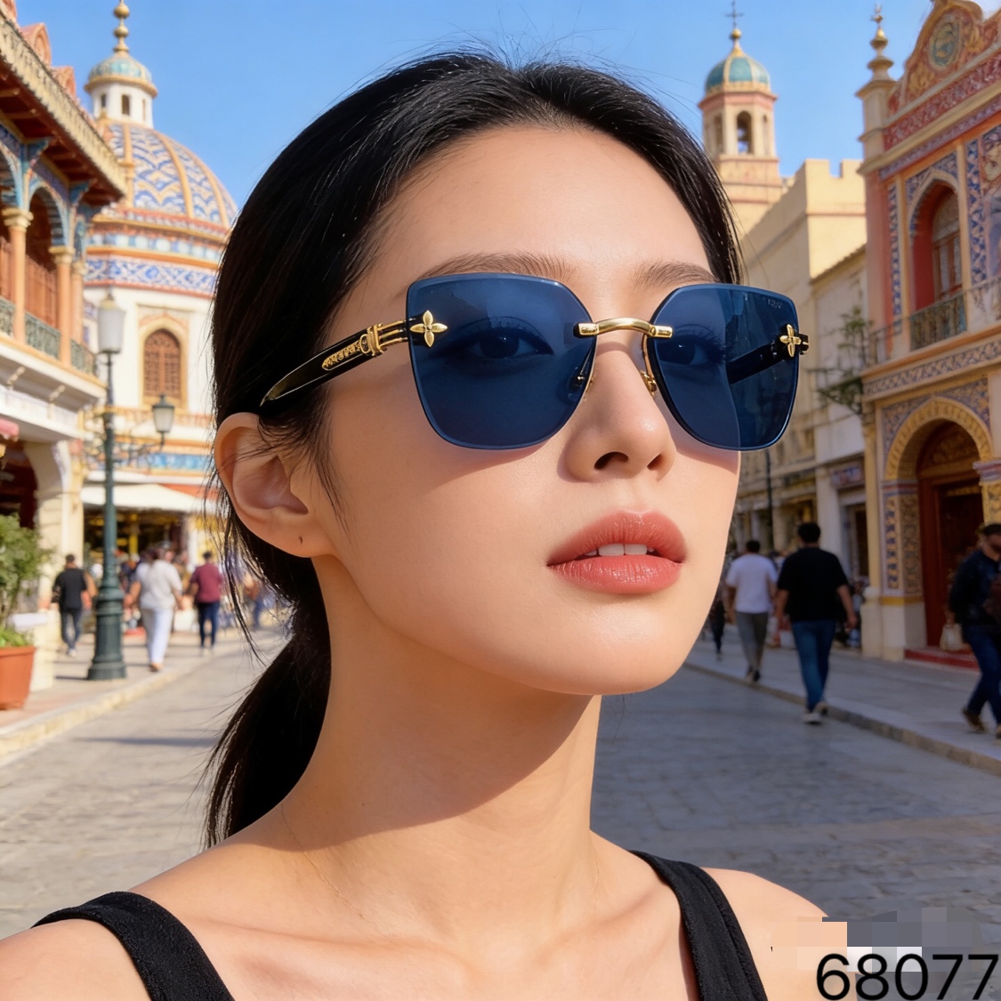 。。Louis vuitto*欧美潮流方形无框墨镜女高级感轻奢风时尚百搭网红街拍遮阳太阳镜