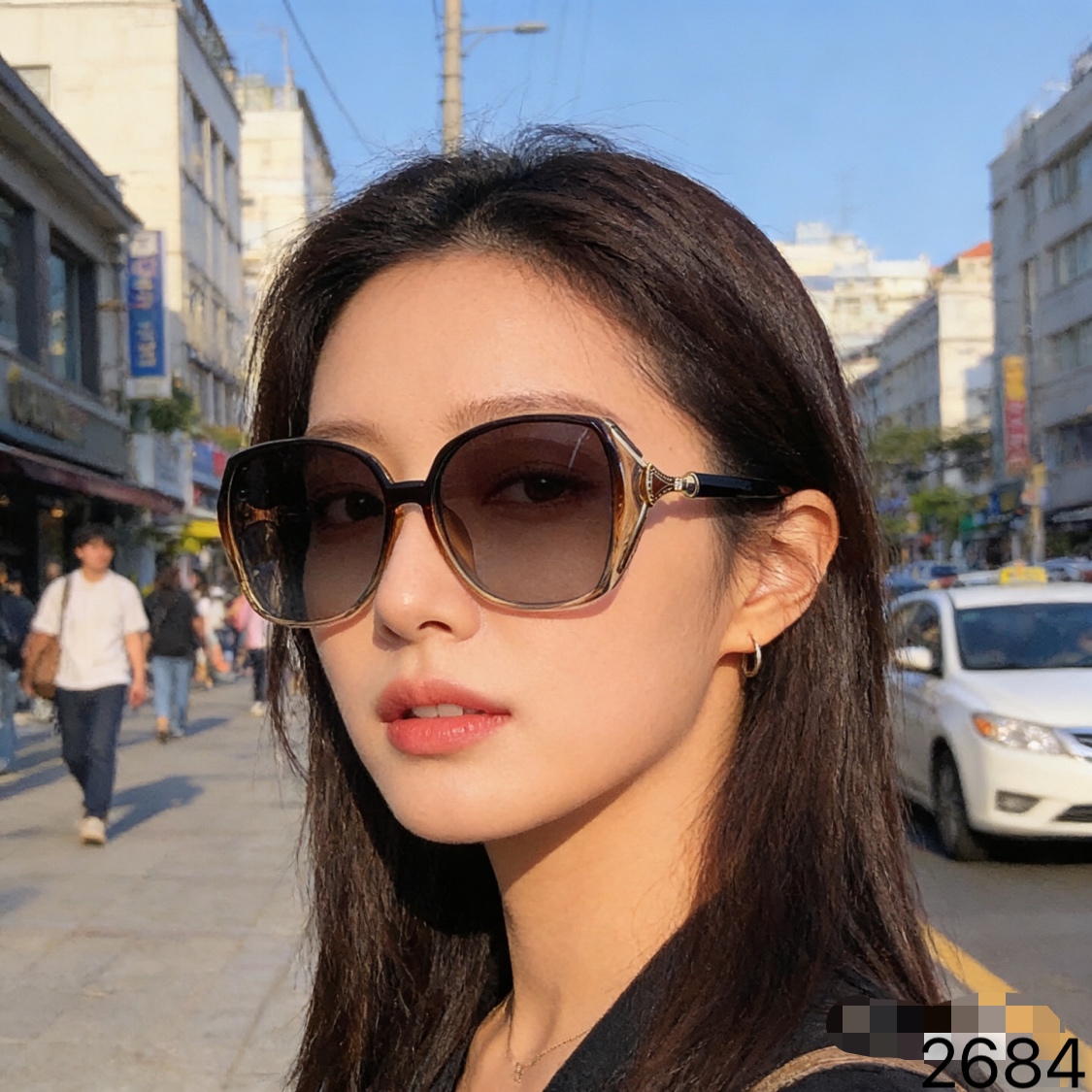 。。Chane*2026新款女士太阳镜圆脸网红墨镜时尚潮明星优雅防紫外线大框眼镜