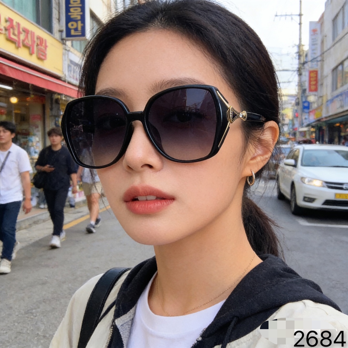 。。Chane*2026新款女士太阳镜圆脸网红墨镜时尚潮明星优雅防紫外线大框眼镜