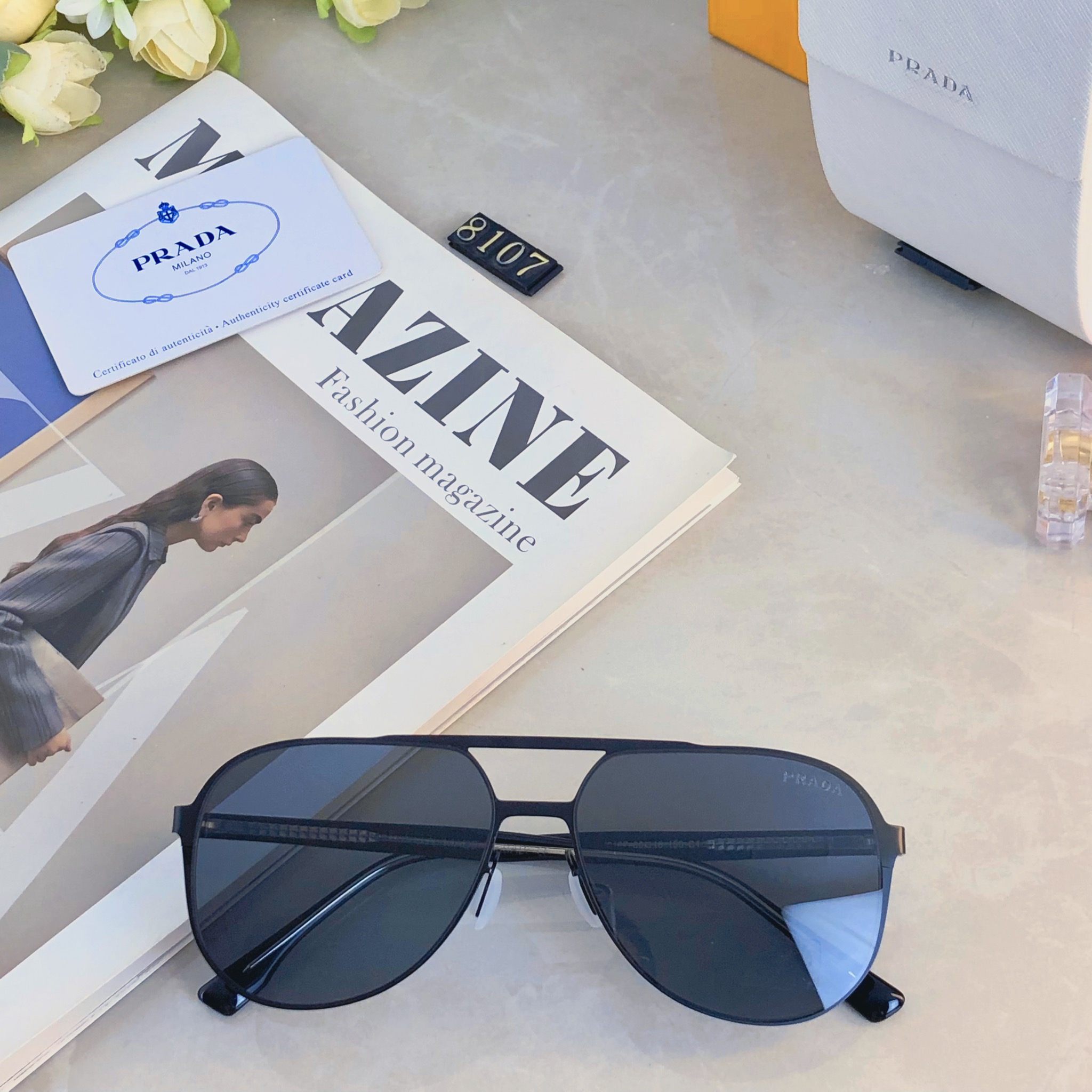 。。Prad*高档时尚偏光太阳镜高清户外防强光韩版潮流帅气太阳眼镜男款