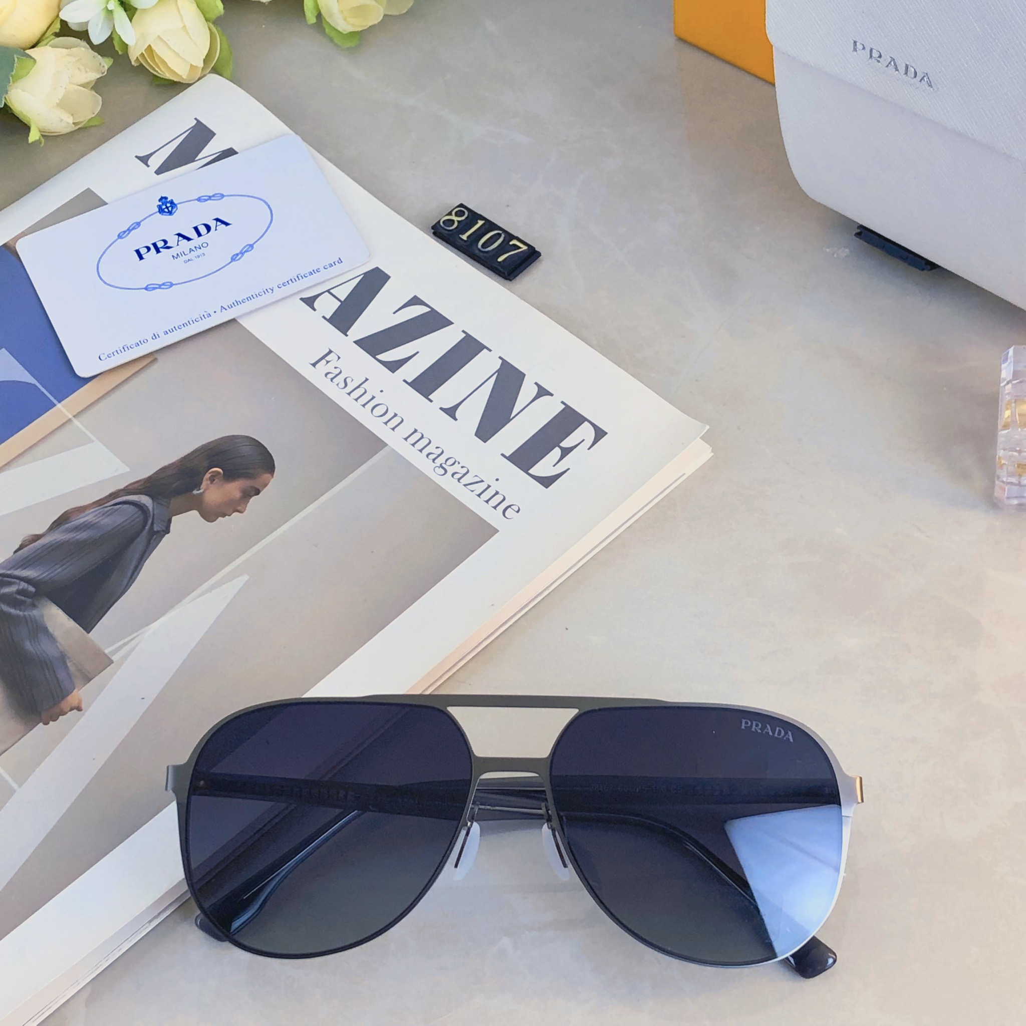 。。Prad*高档时尚偏光太阳镜高清户外防强光韩版潮流帅气太阳眼镜男款