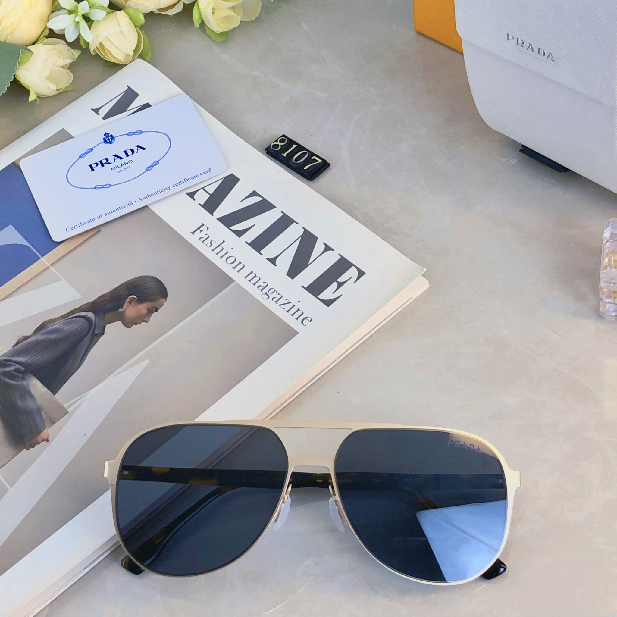 。。Prad*高档时尚偏光太阳镜高清户外防强光韩版潮流帅气太阳眼镜男款