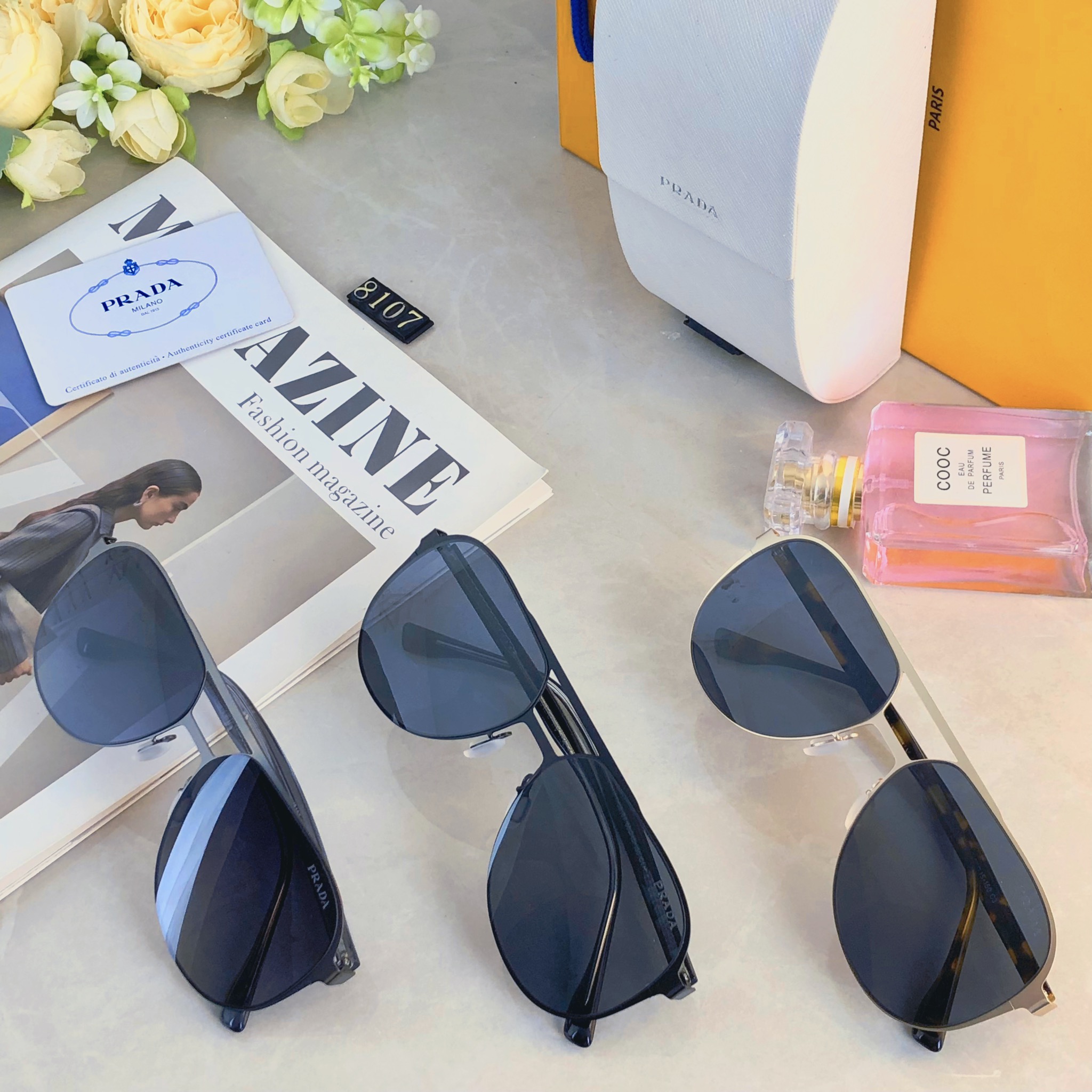 。。Prad*高档时尚偏光太阳镜高清户外防强光韩版潮流帅气太阳眼镜男款