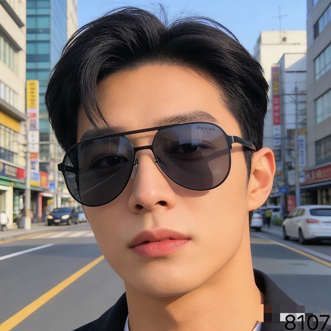 。。Prad*高档时尚偏光太阳镜高清户外防强光韩版潮流帅气太阳眼镜男款