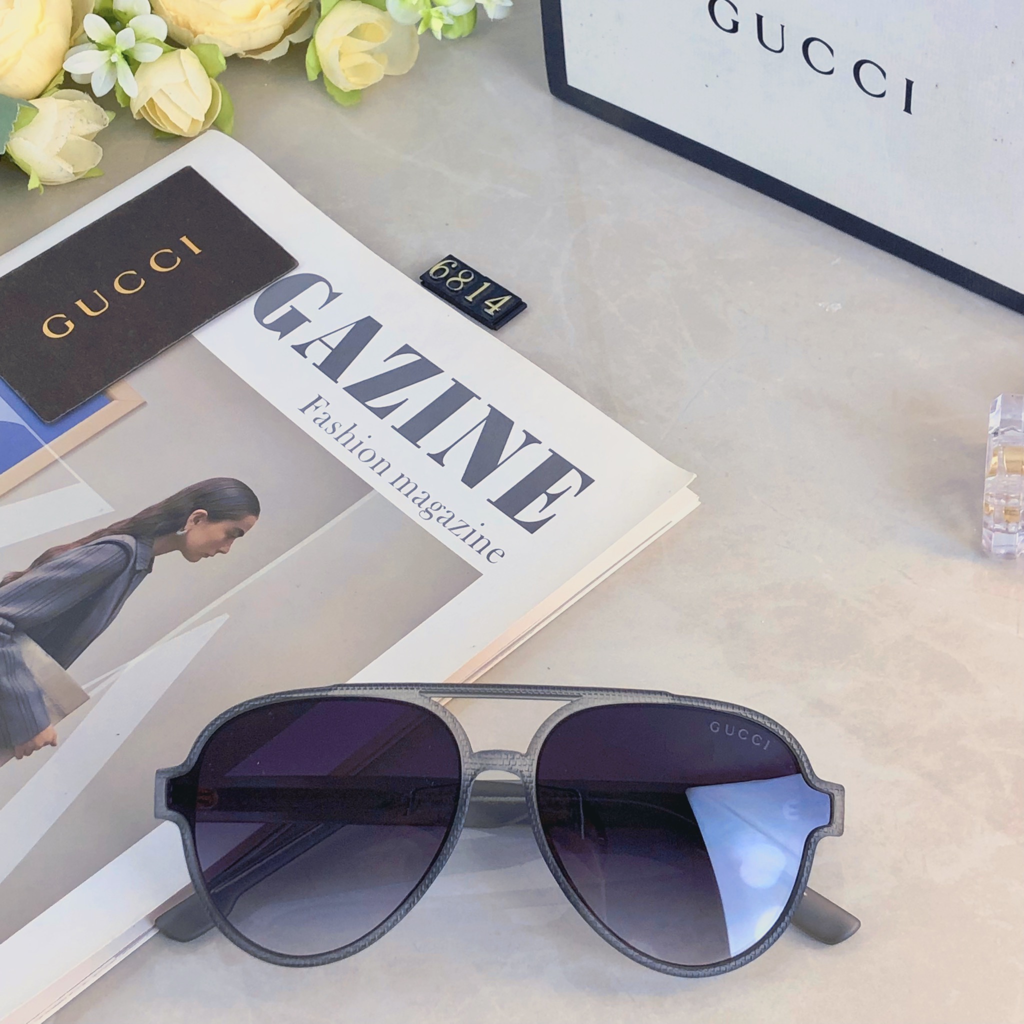 。。Gucc*欧美复古双梁太阳镜2026新款潮ins个性大框网红同款蛤蟆墨镜